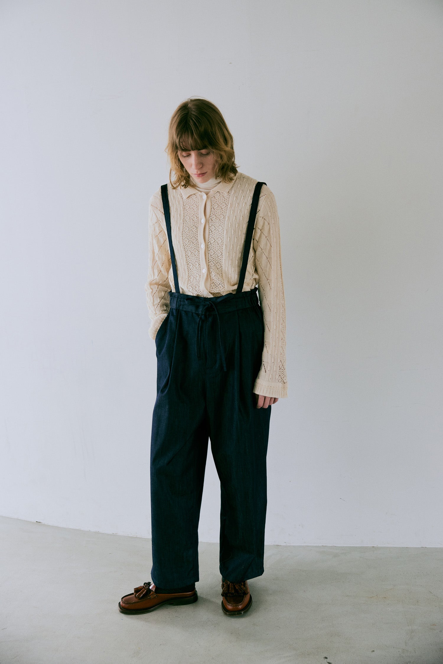 YARRA doux bleu シアーコットンギャザーブラウス　ブラック douxbleu