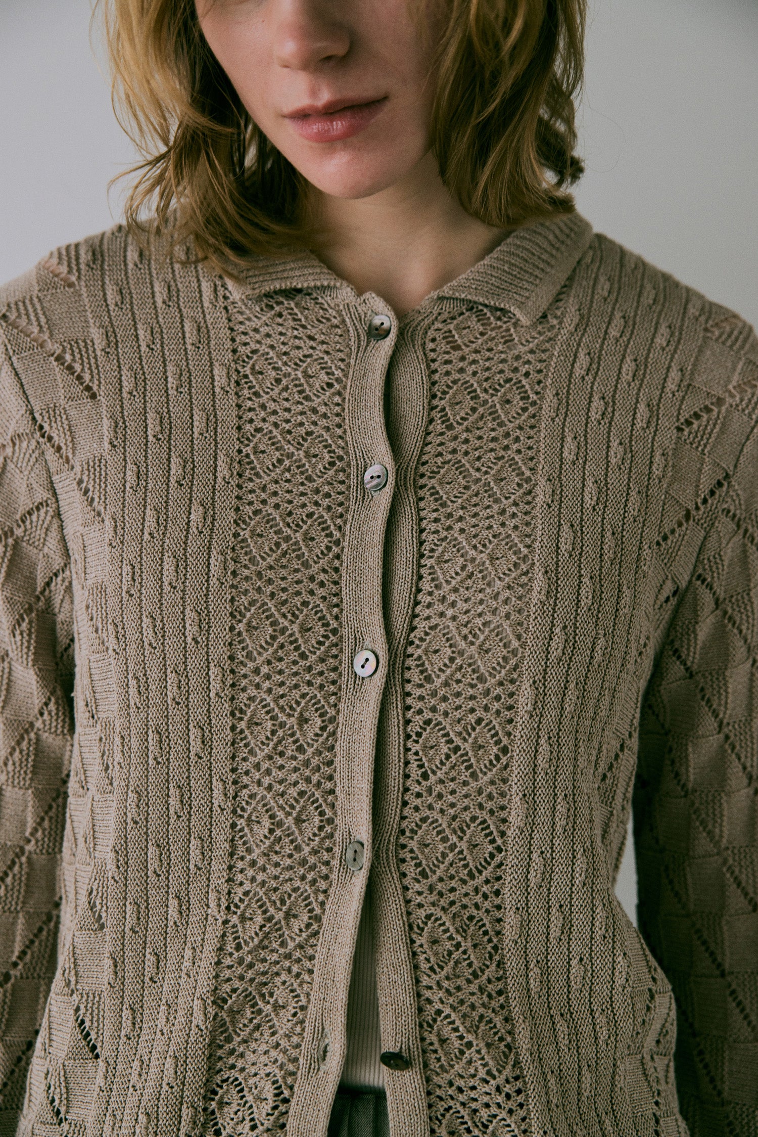 doux bleu　オープンワーク ニットシャツ　DB-2542-021