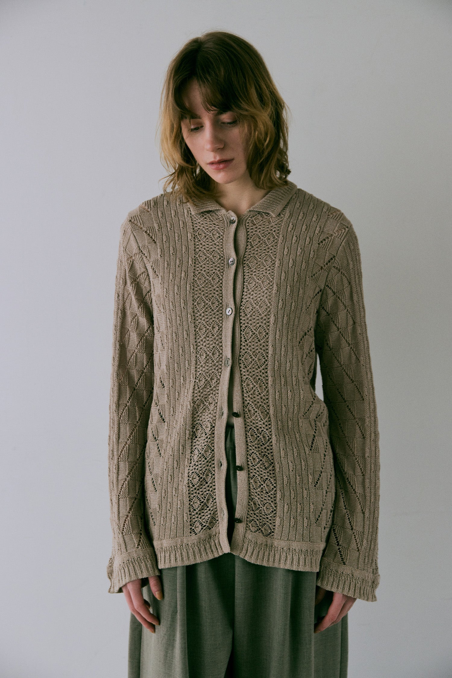 doux bleu　オープンワーク ニットシャツ　DB-2542-021