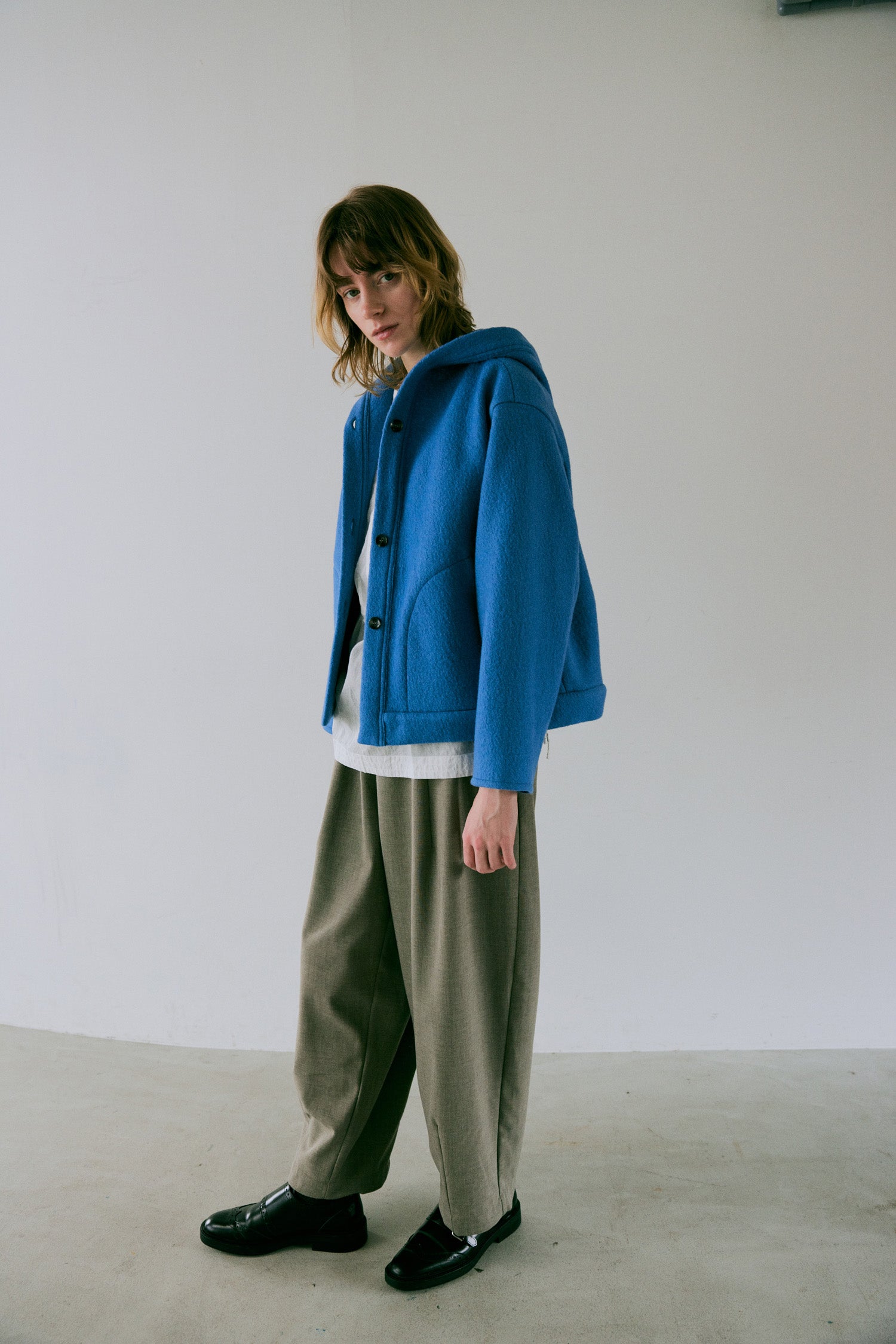 doux bleu　ウール フーテッドジャケット　DB-2547-035