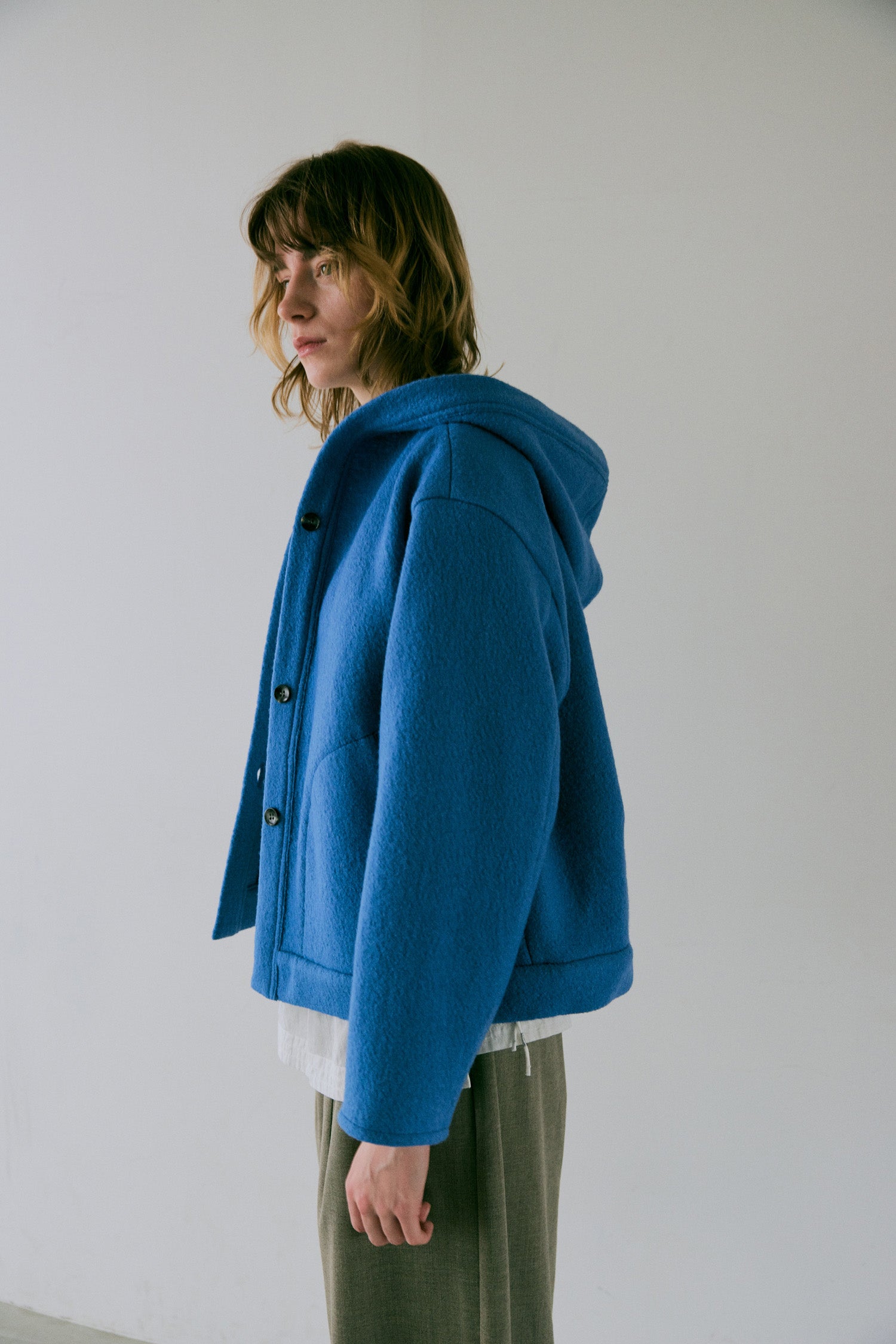 doux bleu　ウール フーテッドジャケット　DB-2547-035