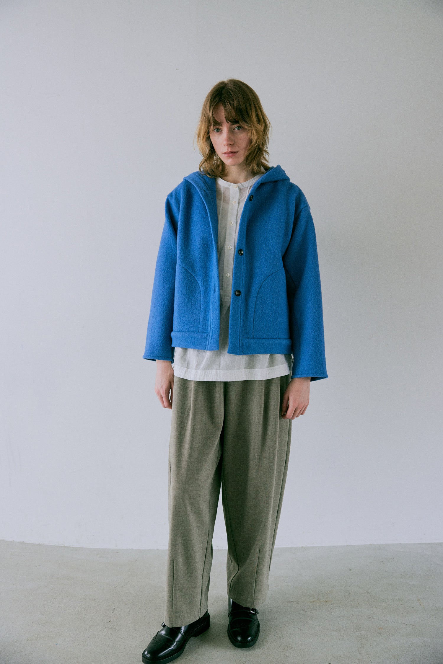doux bleu　ウール フーテッドジャケット　DB-2547-035