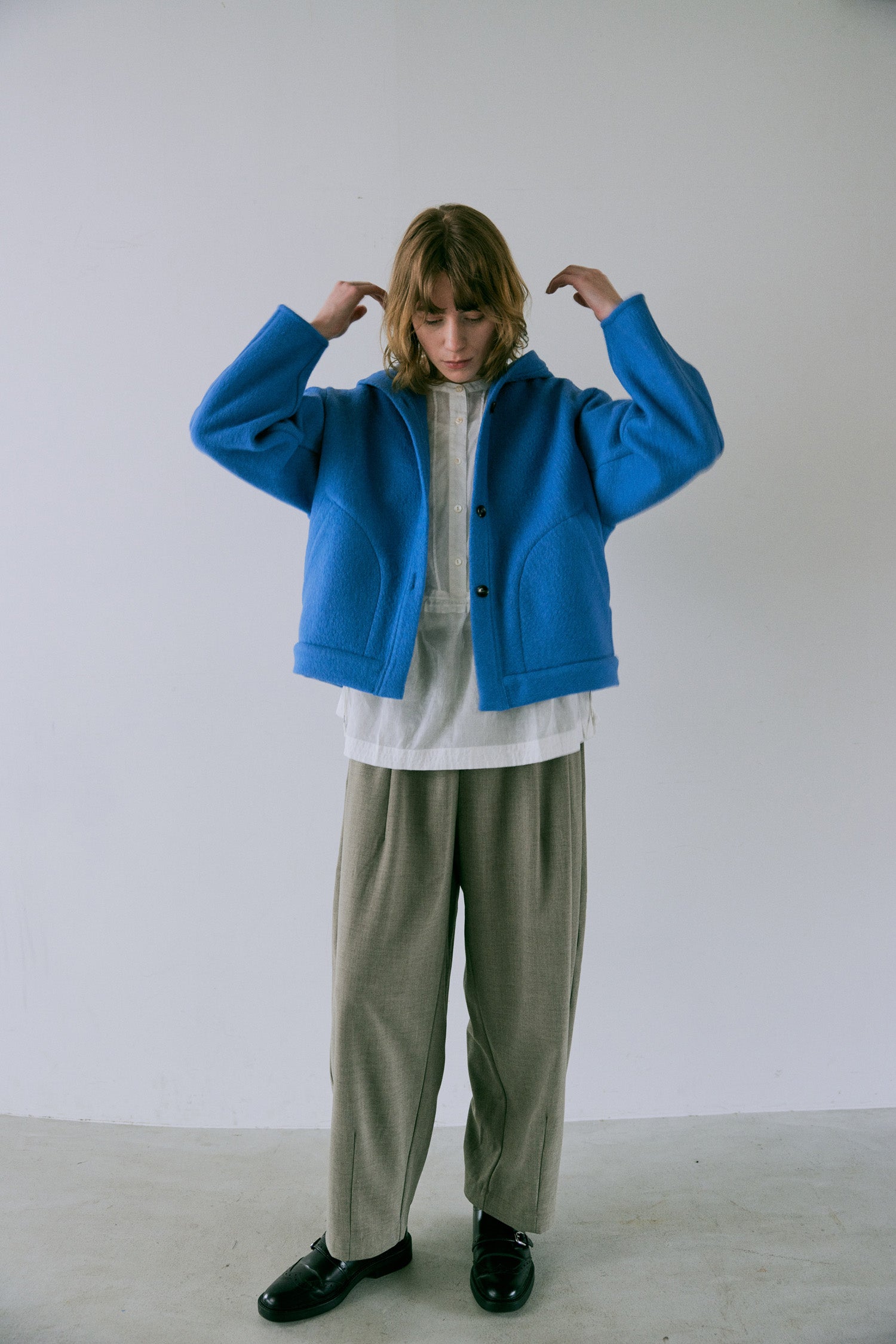 doux bleu　ウール フーテッドジャケット　DB-2547-035