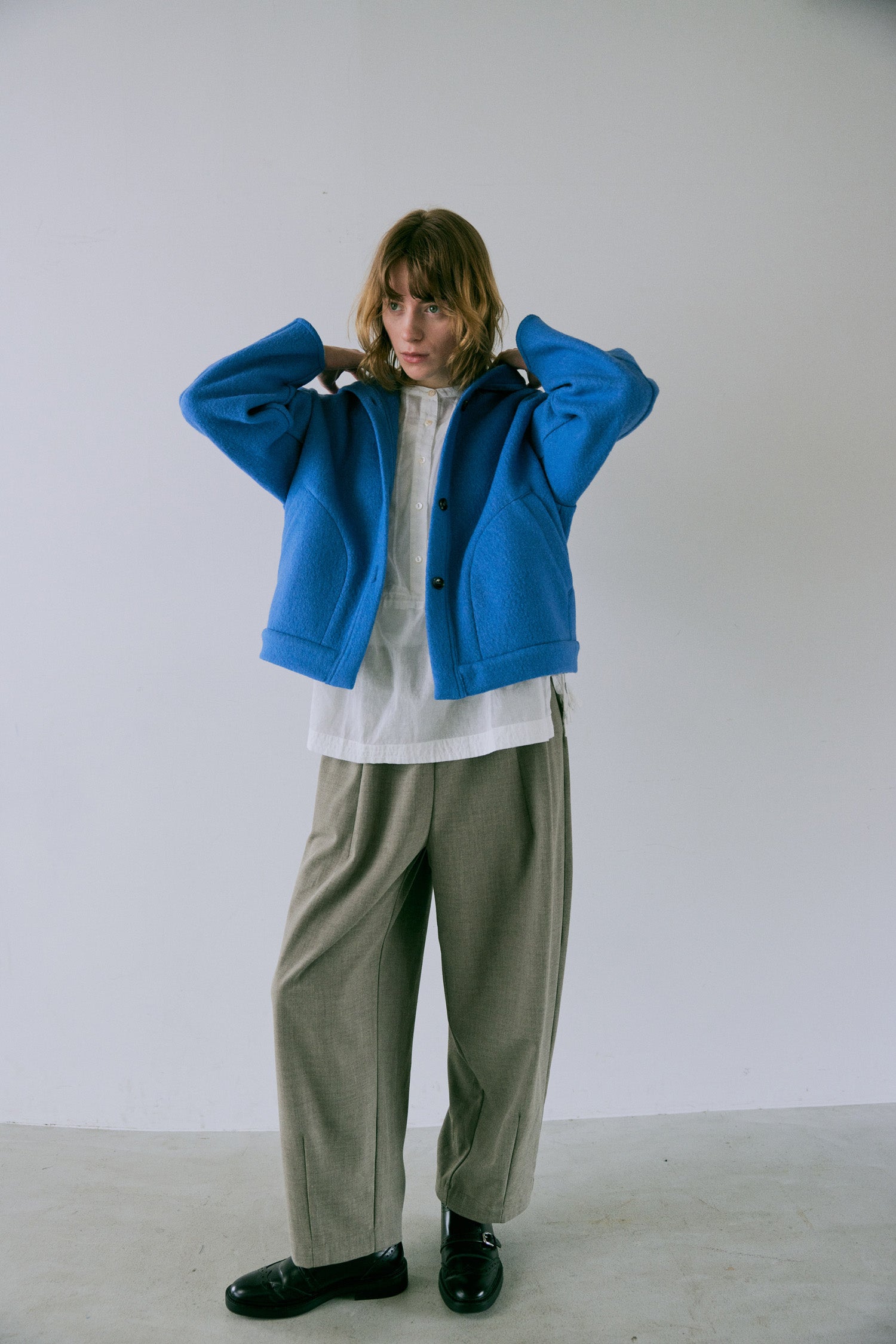 doux bleu　ウール フーテッドジャケット　DB-2547-035