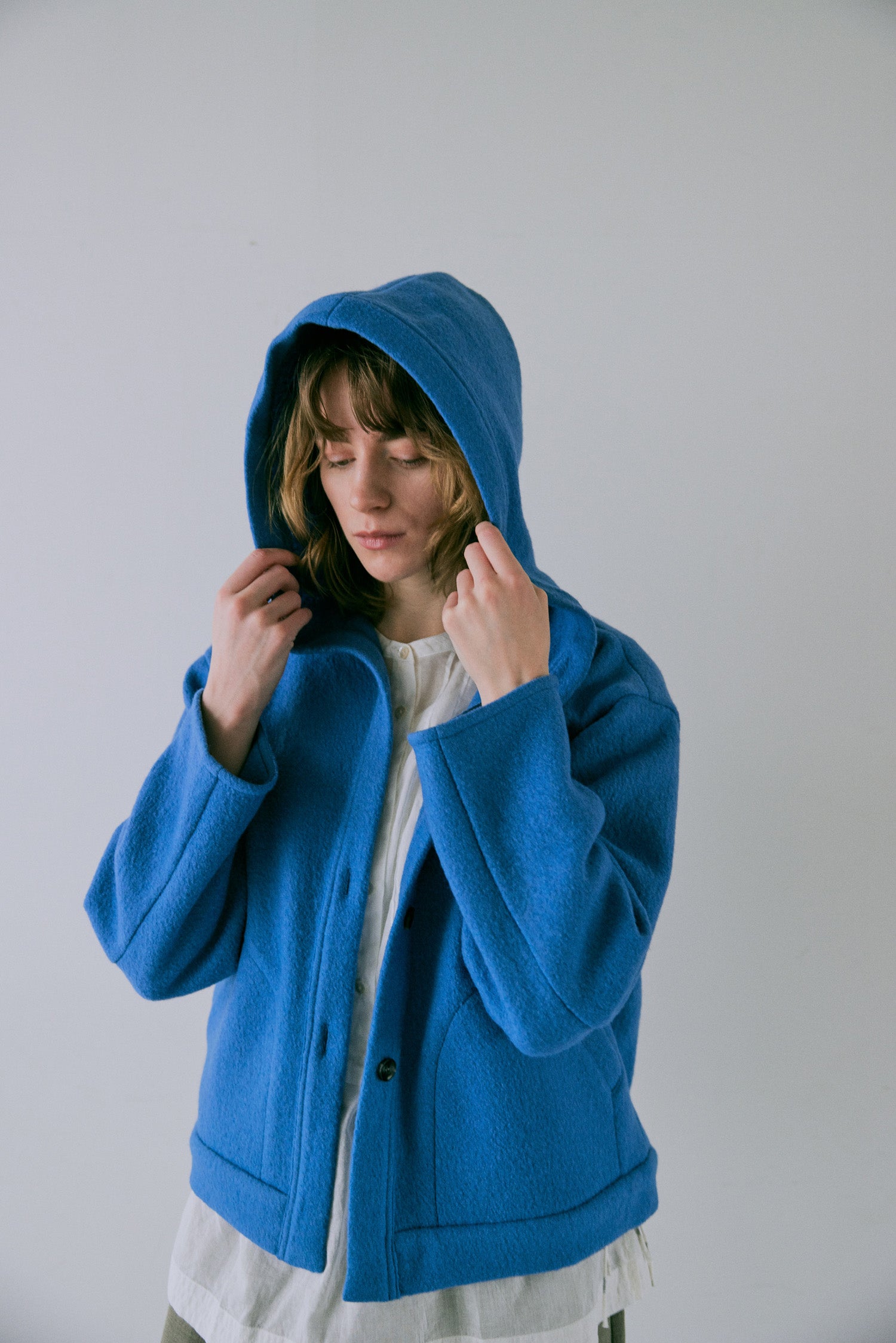 doux bleu　ウール フーテッドジャケット　DB-2547-035