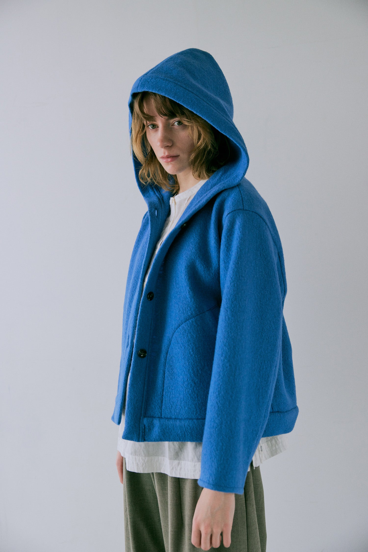 doux bleu　ウール フーテッドジャケット　DB-2547-035