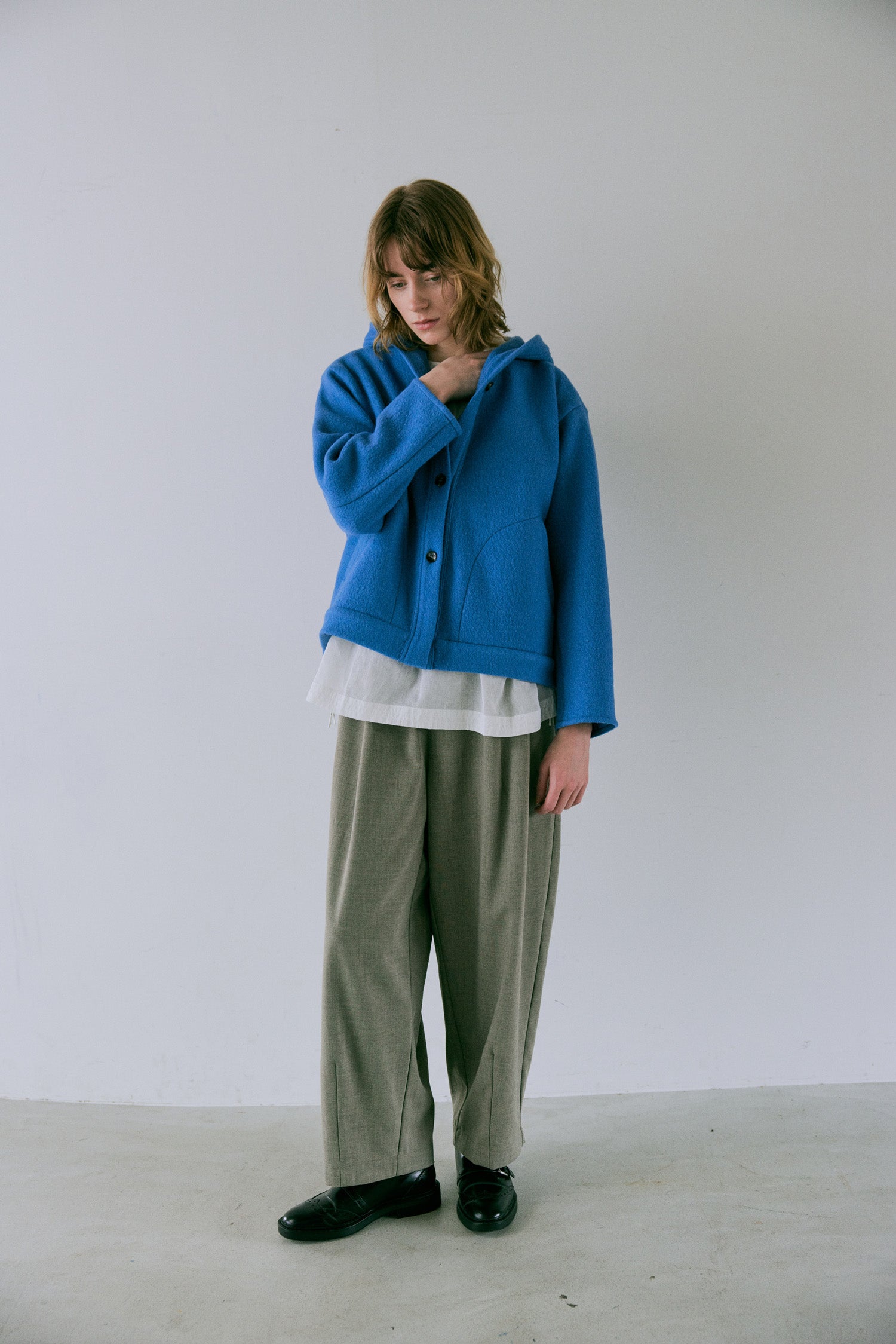 doux bleu　ウール フーテッドジャケット　DB-2547-035