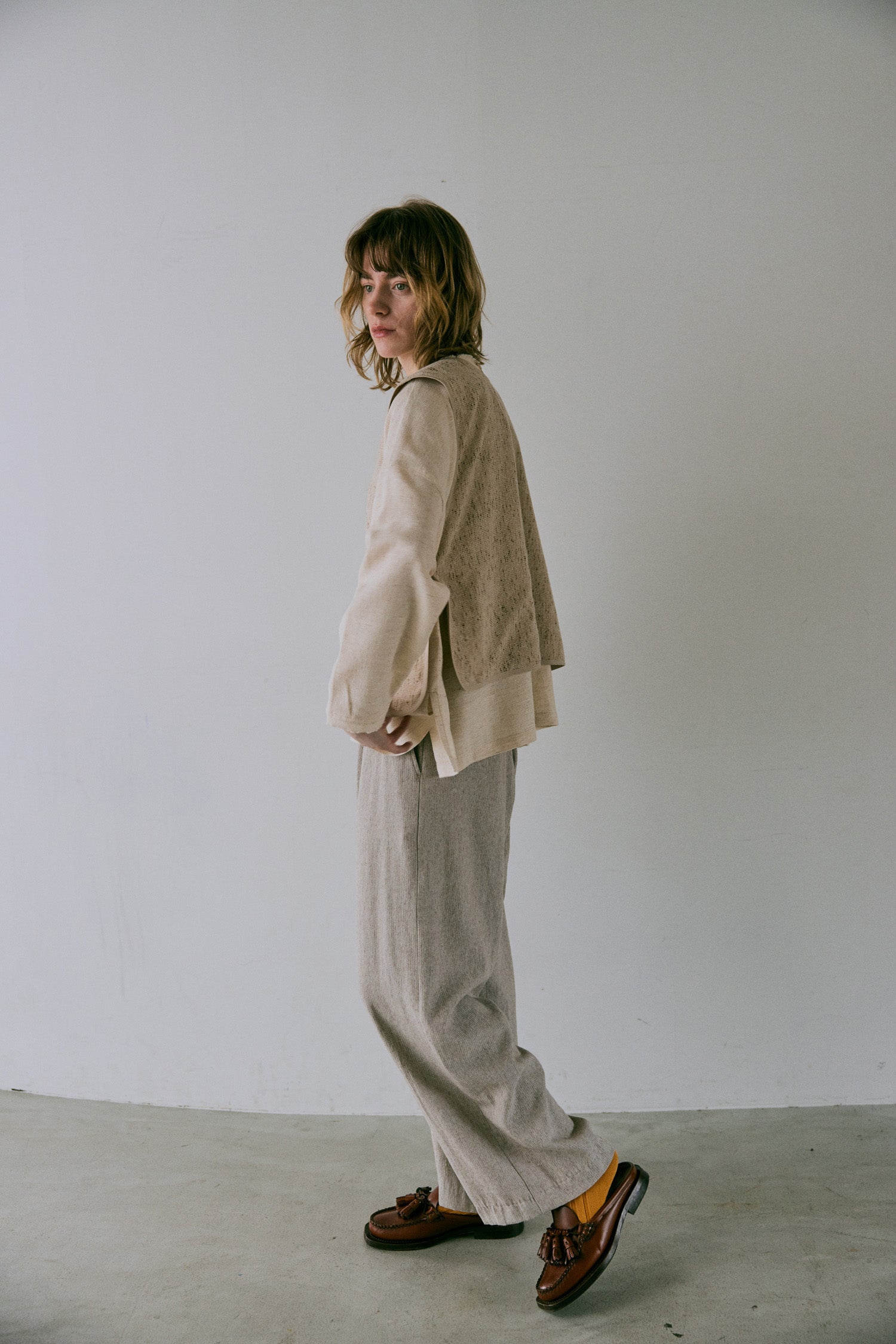 doux bleu　リネンレーヨン ストライプパンツ　DB-2545-015