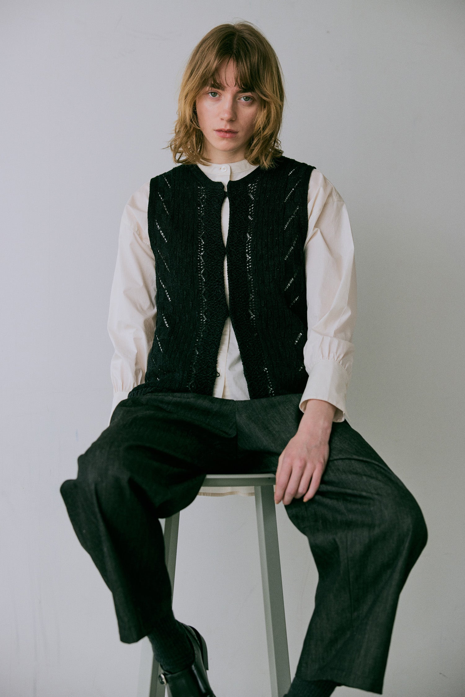 doux bleu オープンワーク ニットベスト DB-2548-022