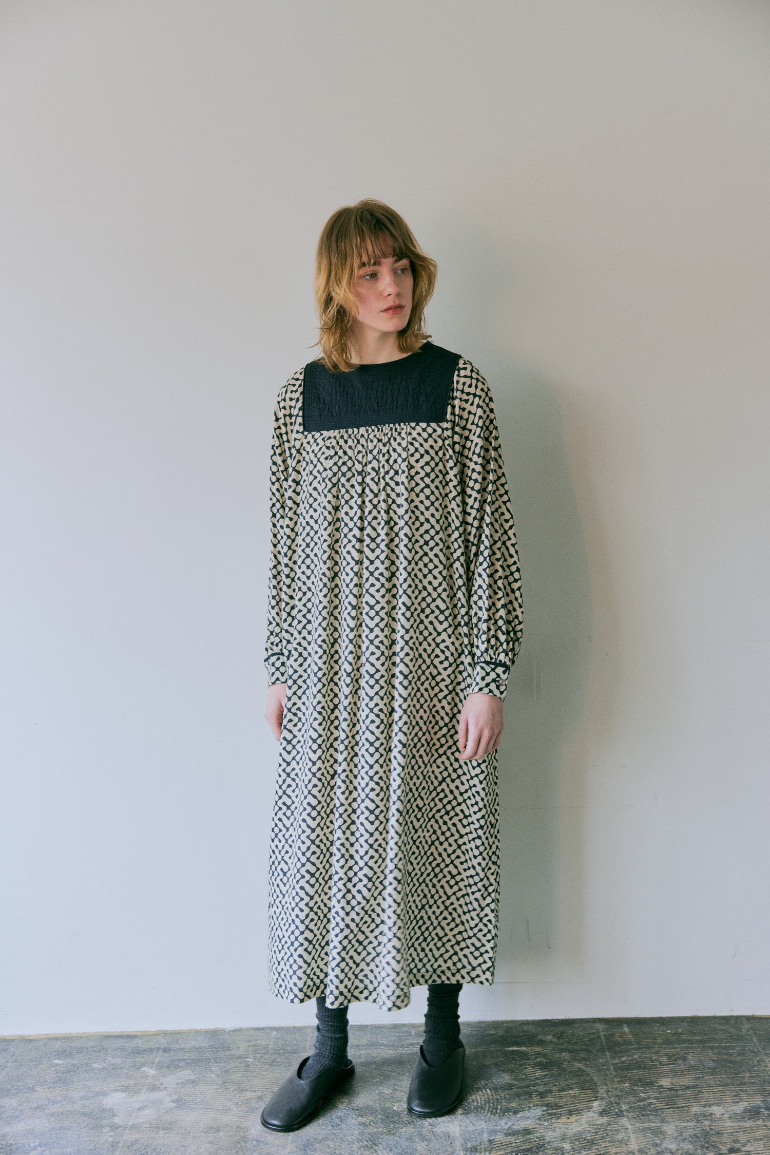 doux bleu　インドプリント キルトヨークワンピース　DB-2544-008