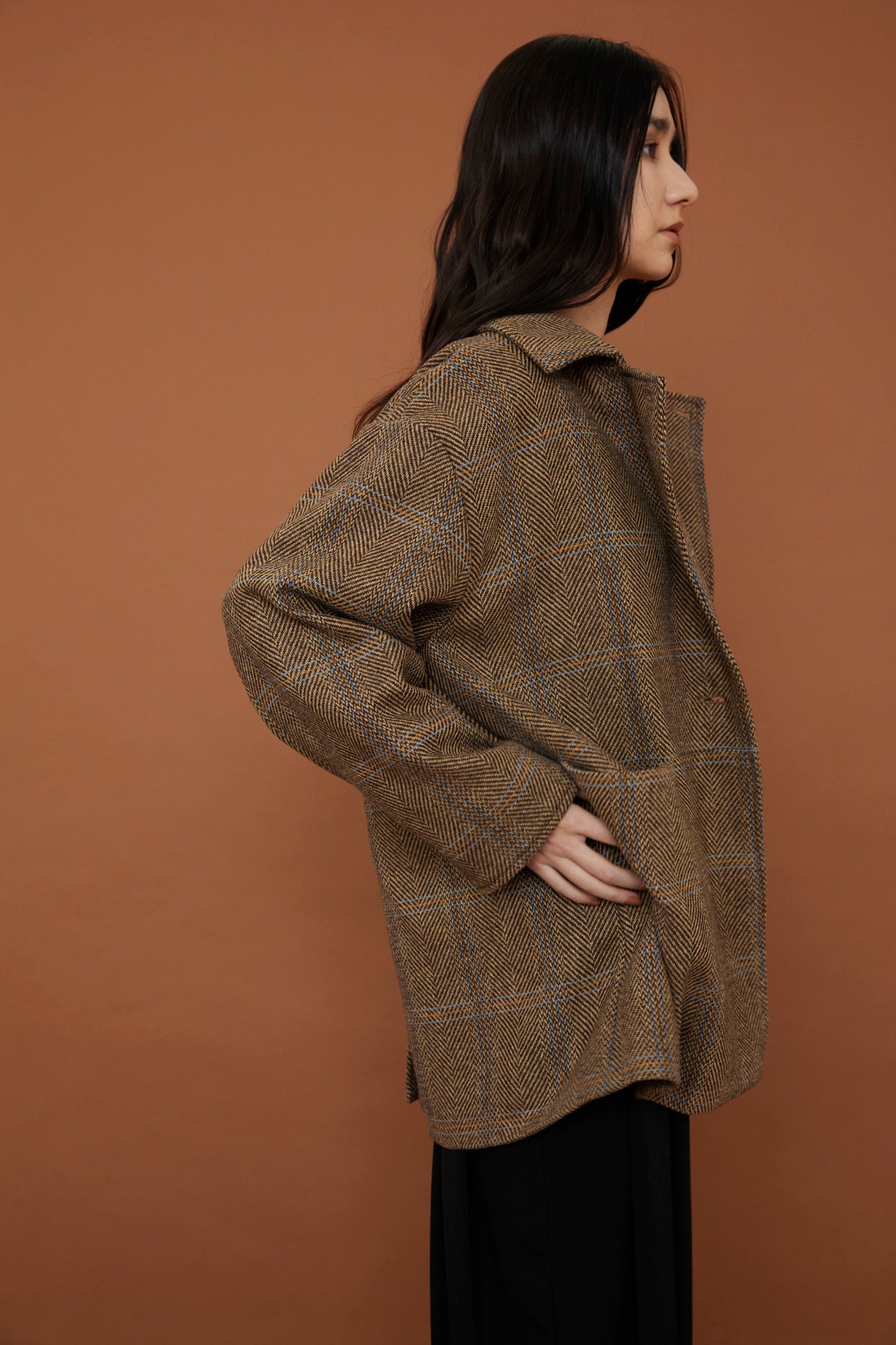 doux bleu　チェックウールミドルコート　DB-2447-030 - グレー