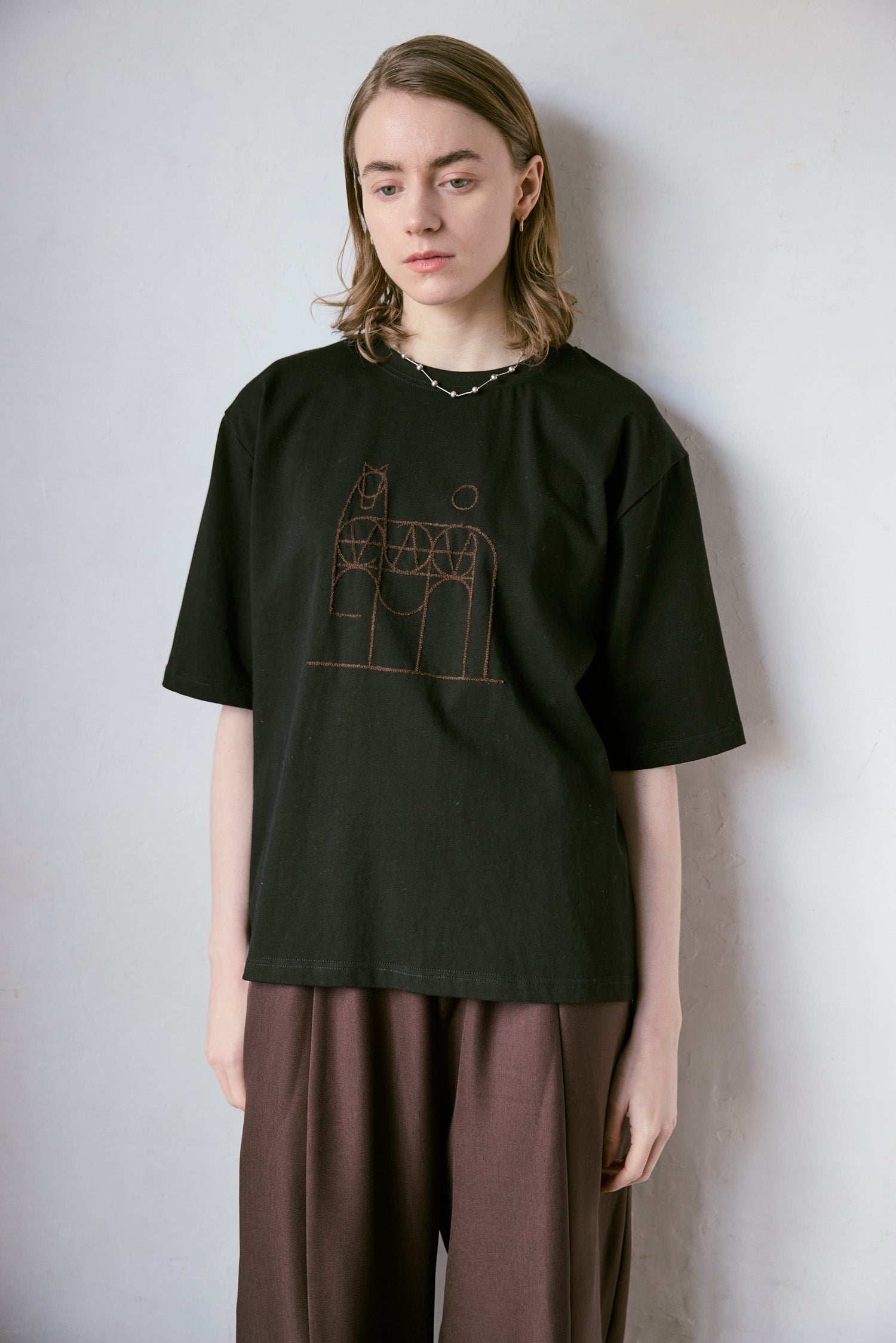 doux bleu　horse刺繍Tシャツ　DB-2641-001