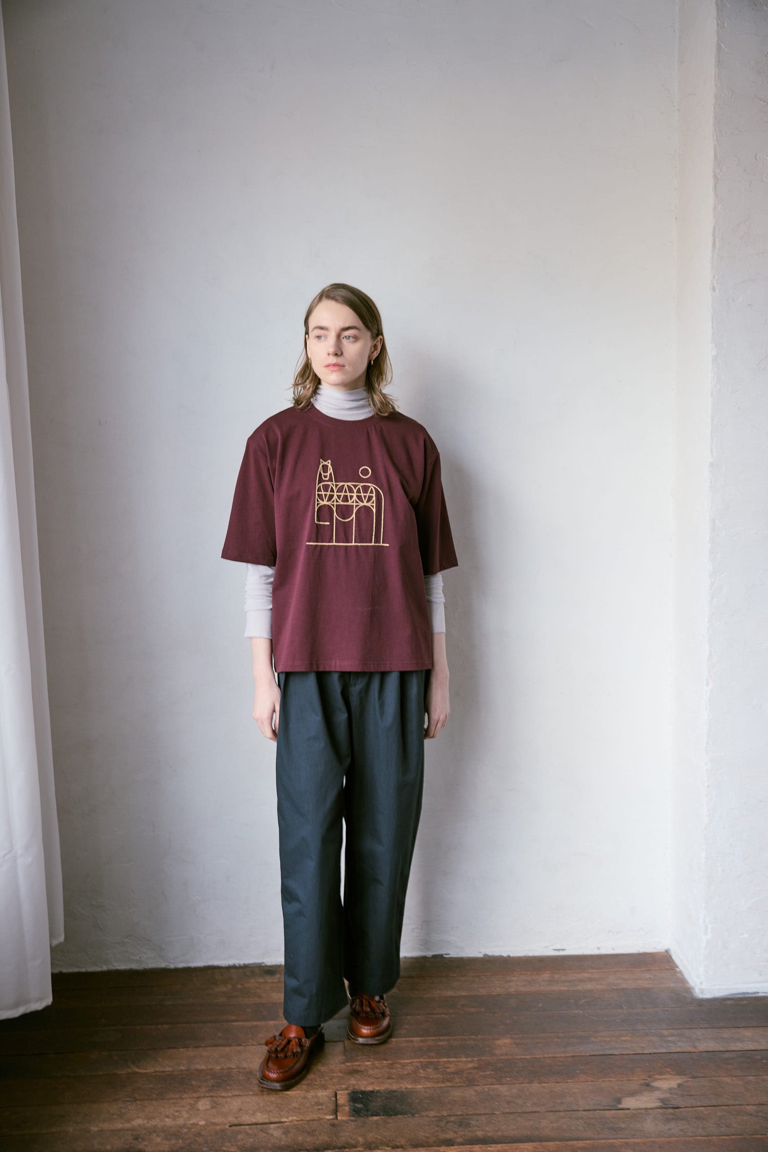 doux bleu　horse刺繍Tシャツ　DB-2641-001