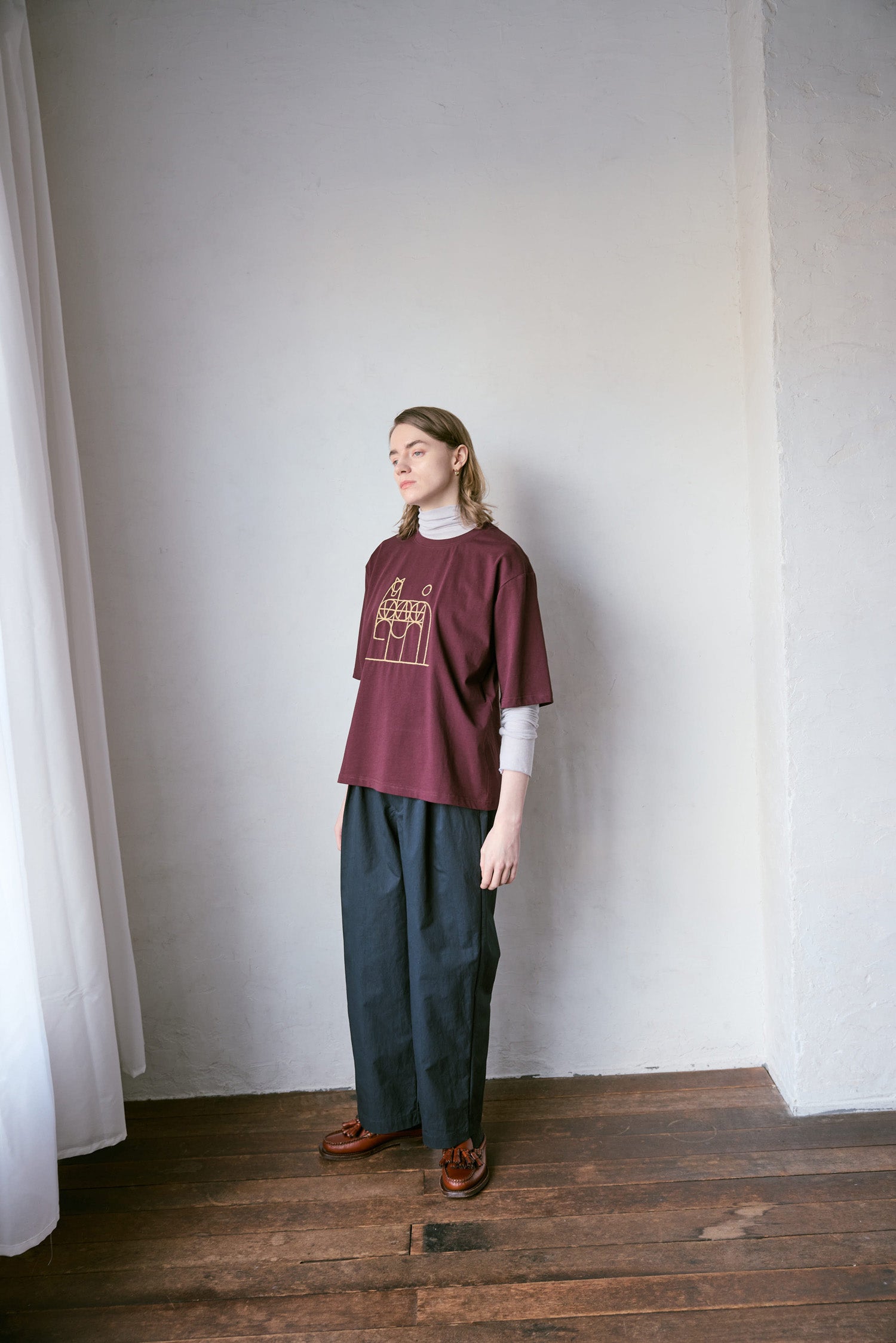 doux bleu　horse刺繍Tシャツ　DB-2641-001
