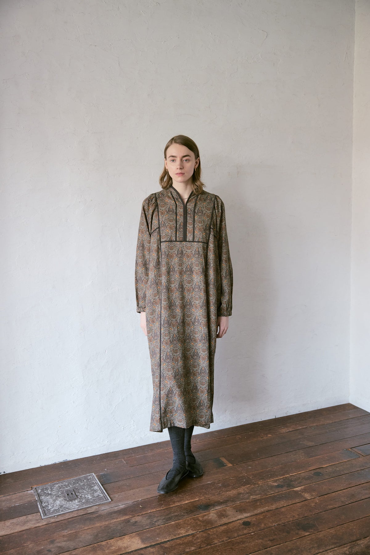 doux bleu　ダマスク柄プリントワンピース　DB-2644-010