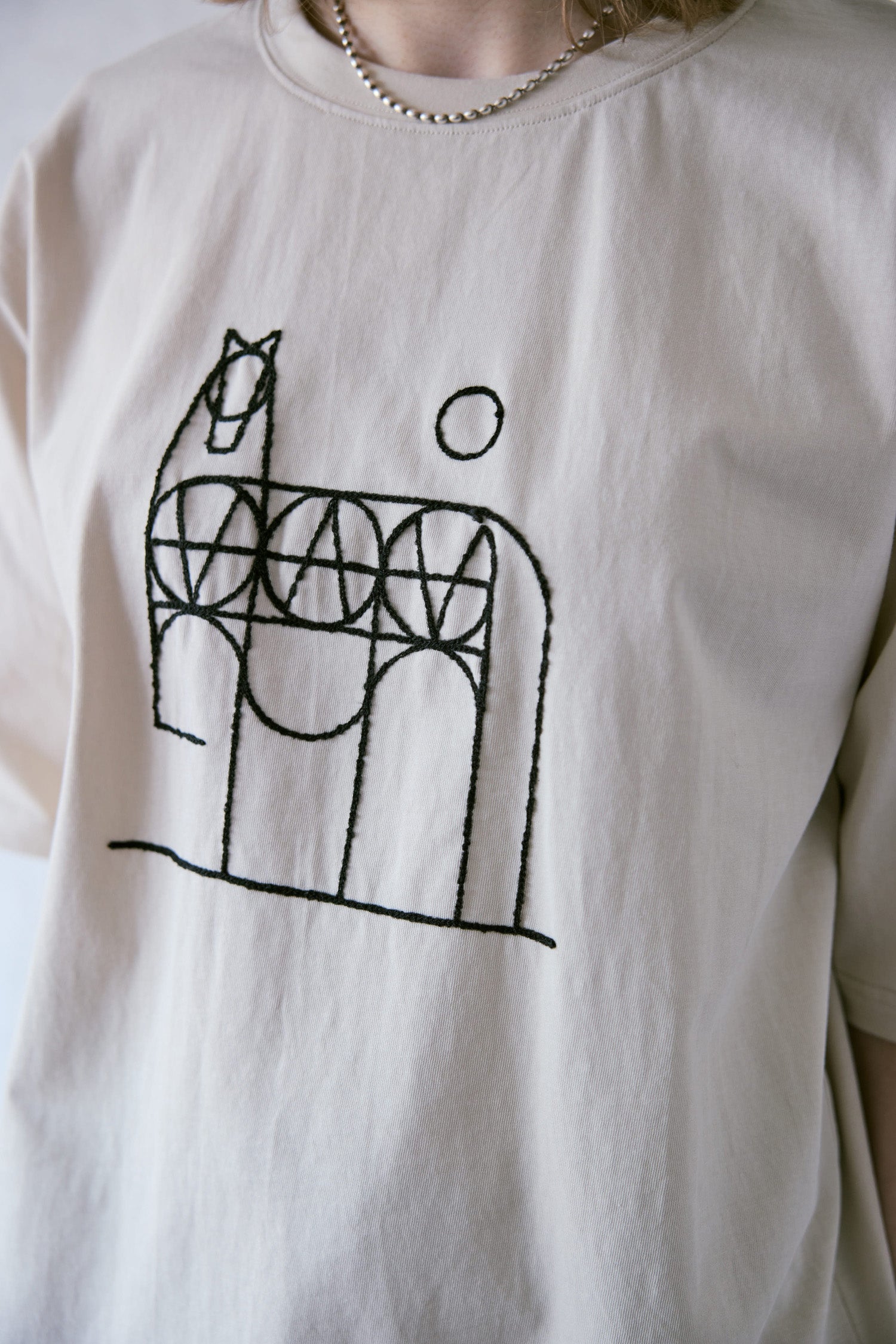 doux bleu　horse刺繍Tシャツ　DB-2641-001