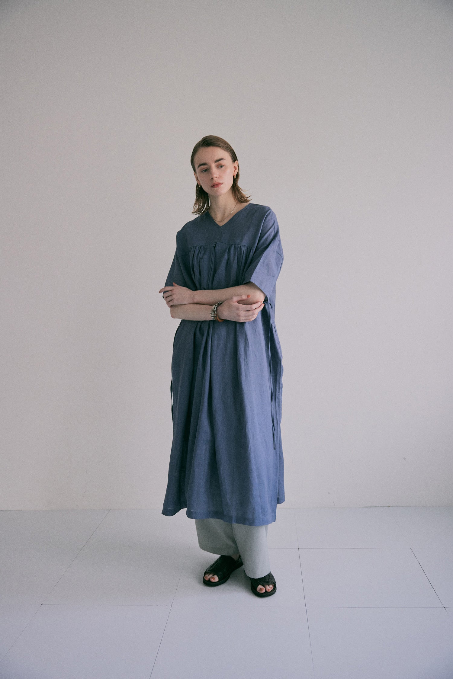 doux bleu　2wayリネンタックワンピース　DB-2624-062