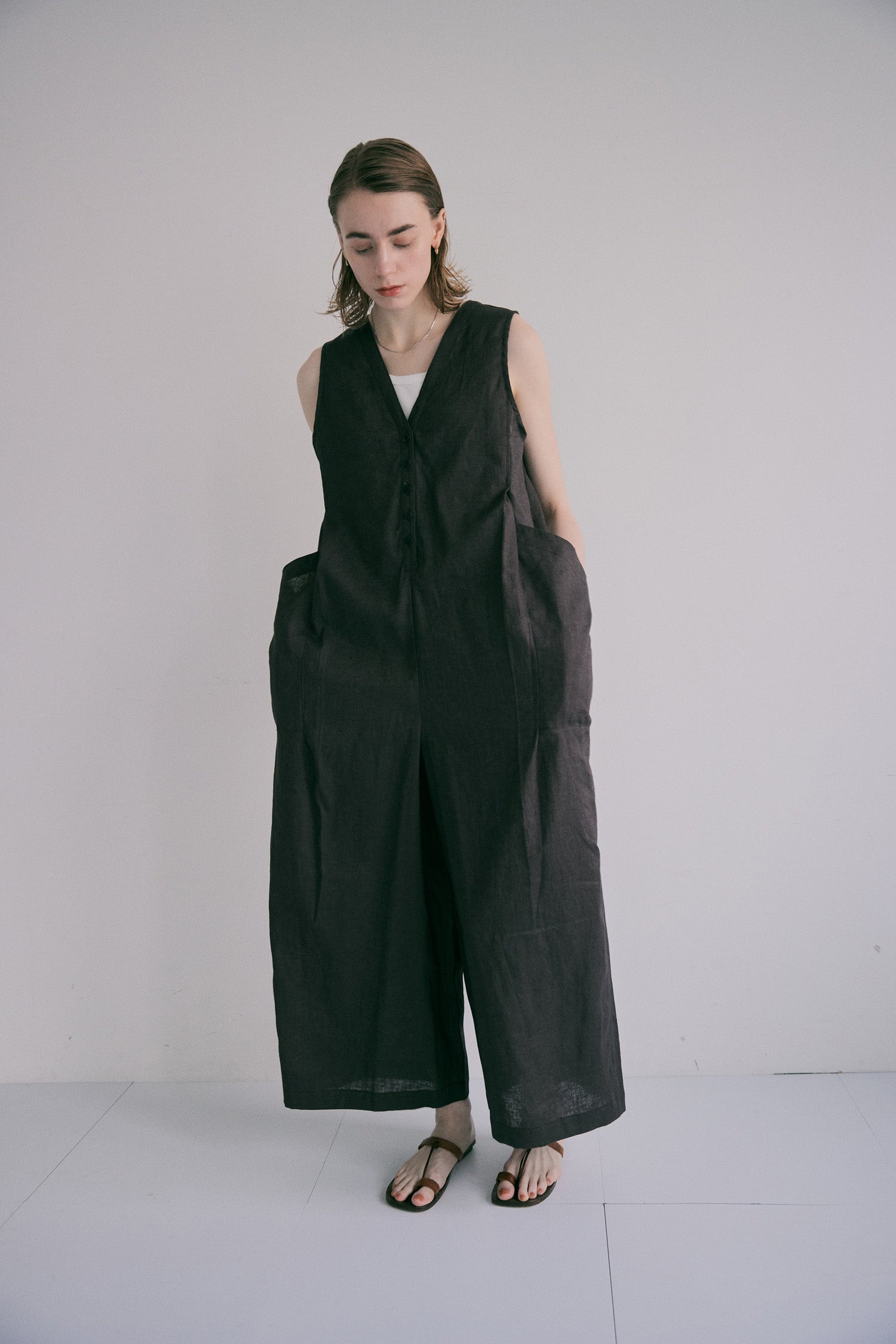 doux bleu　コットンリネン  サロペット　DB-2625-083