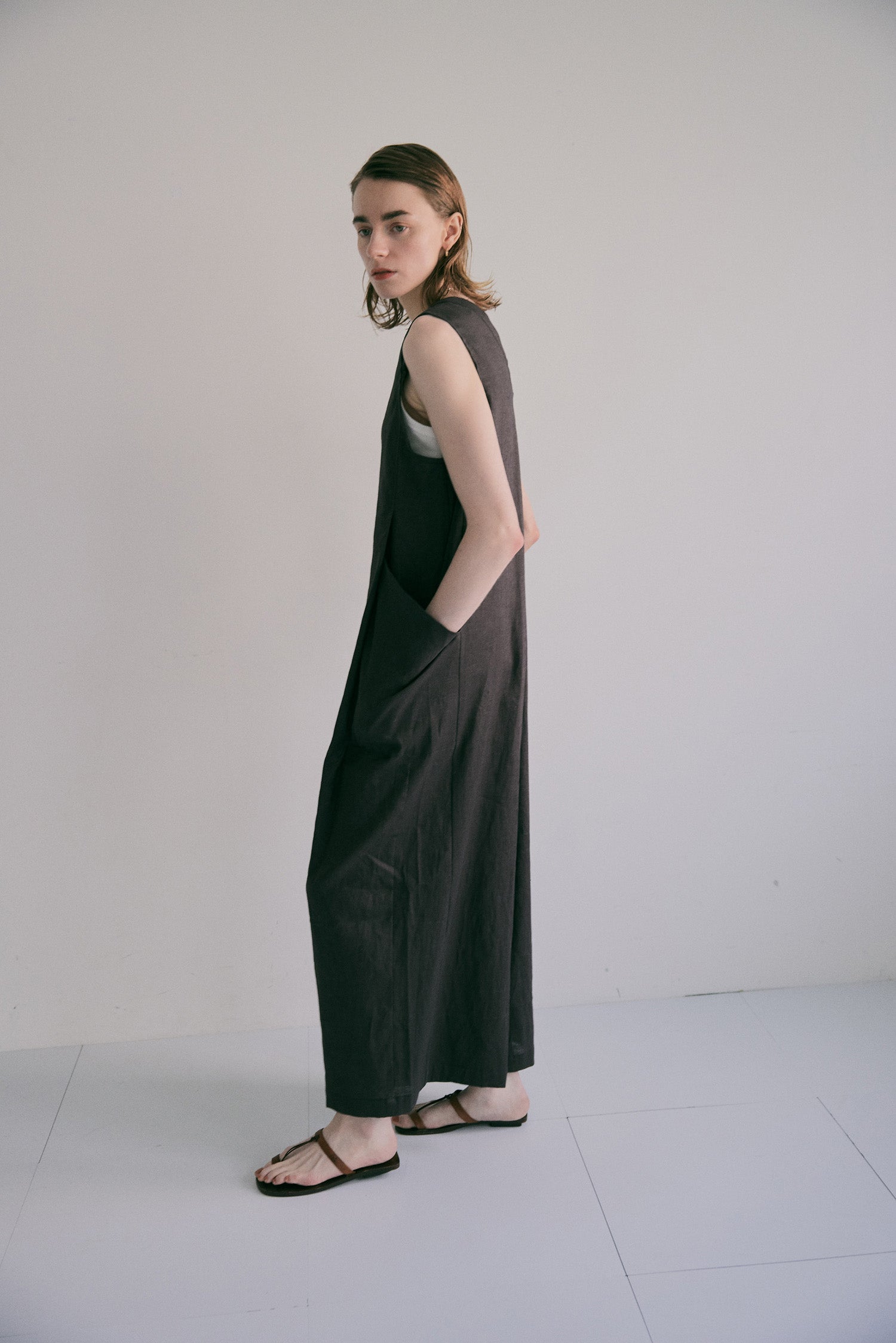 doux bleu　コットンリネン  サロペット　DB-2625-083