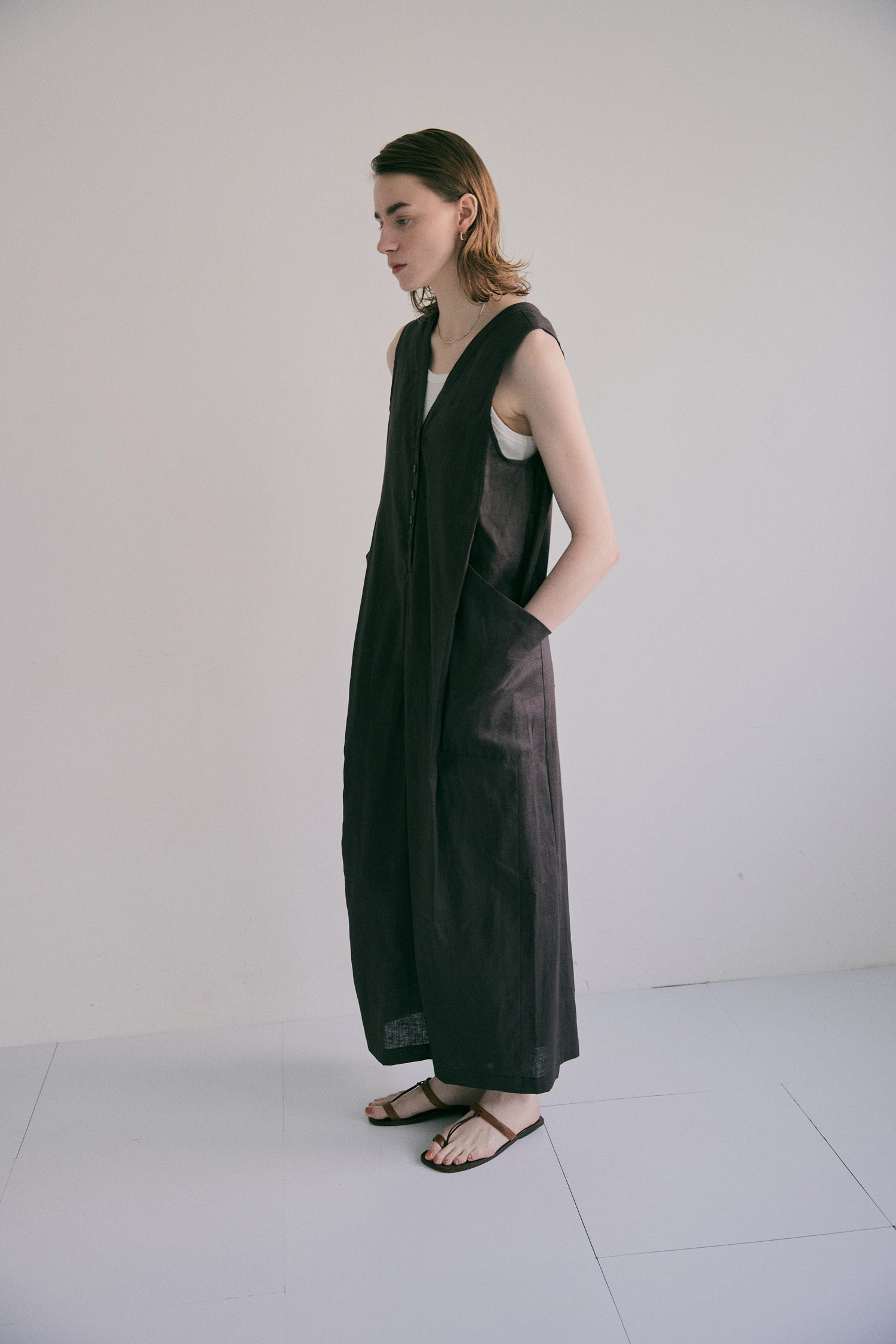 doux bleu　コットンリネン  サロペット　DB-2625-083