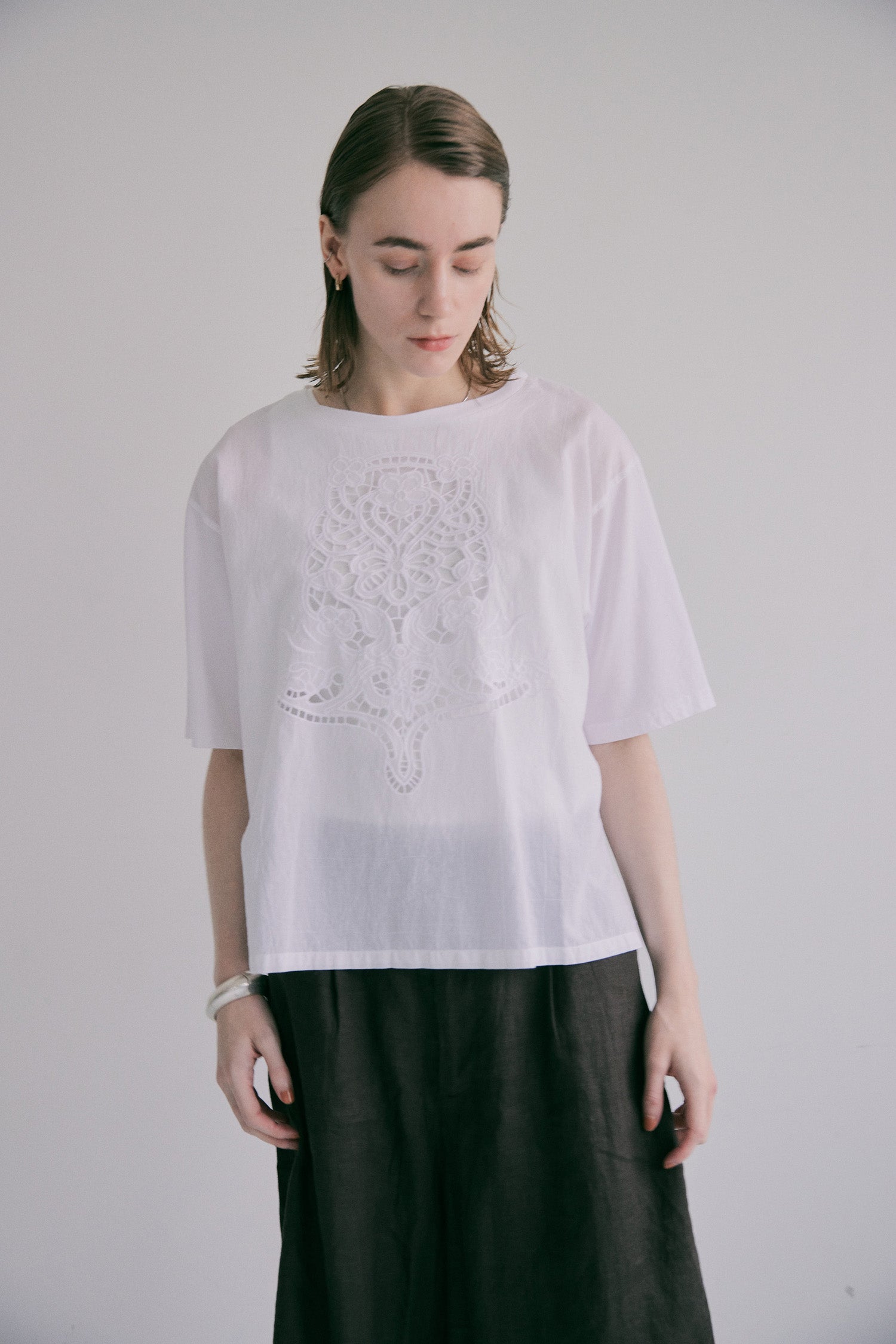 doux bleu　カットレースドッキングプルオーバー　DB-2621-051