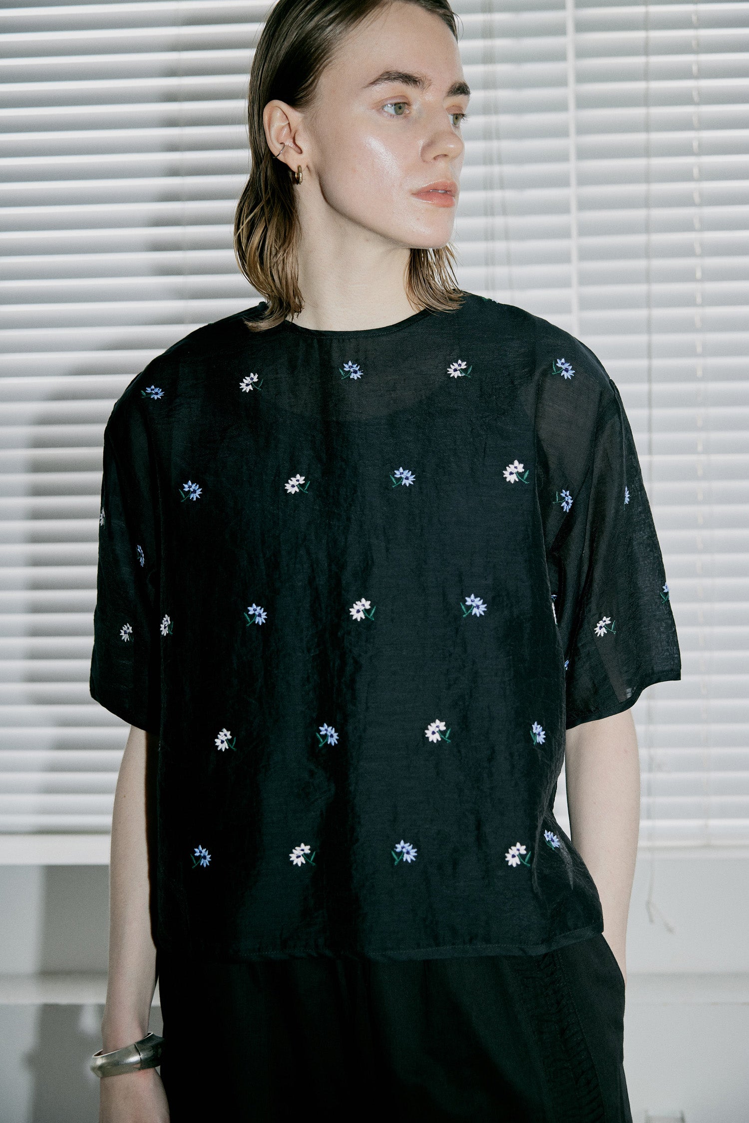 doux bleu　シアー刺繍ブラウス　　DB-2623-075