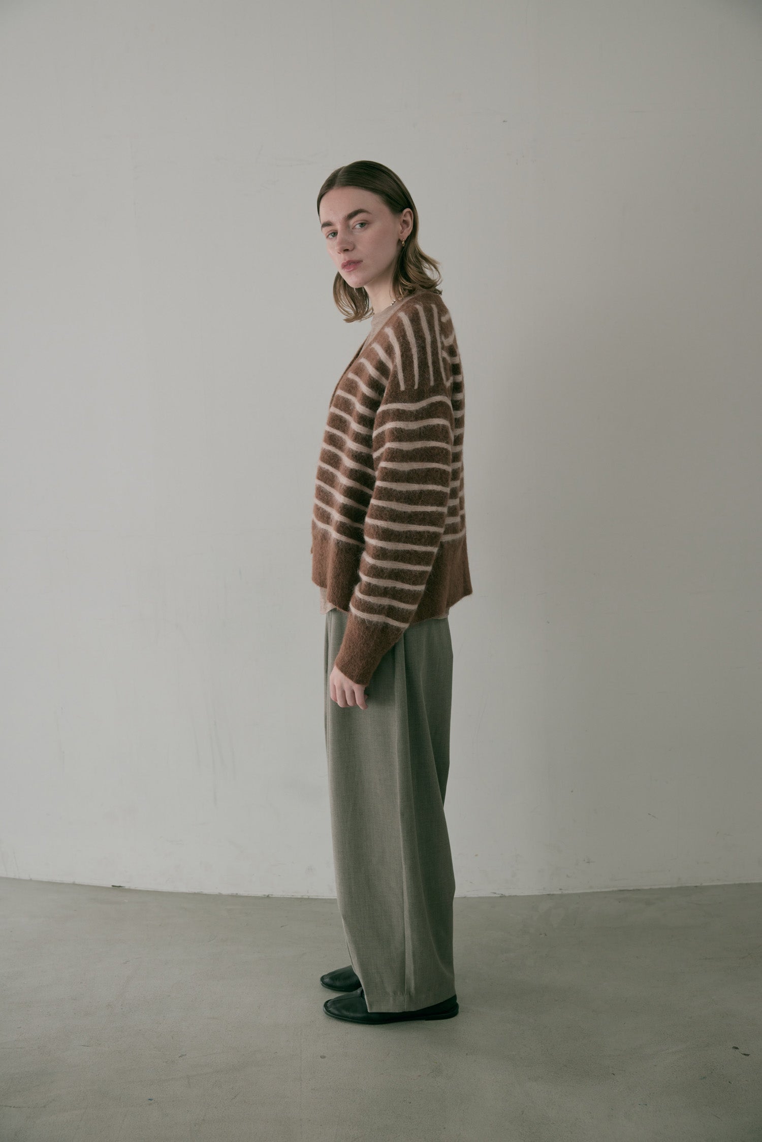 doux bleu　アルパカ ボーダーカーディガン　DB-2552-044