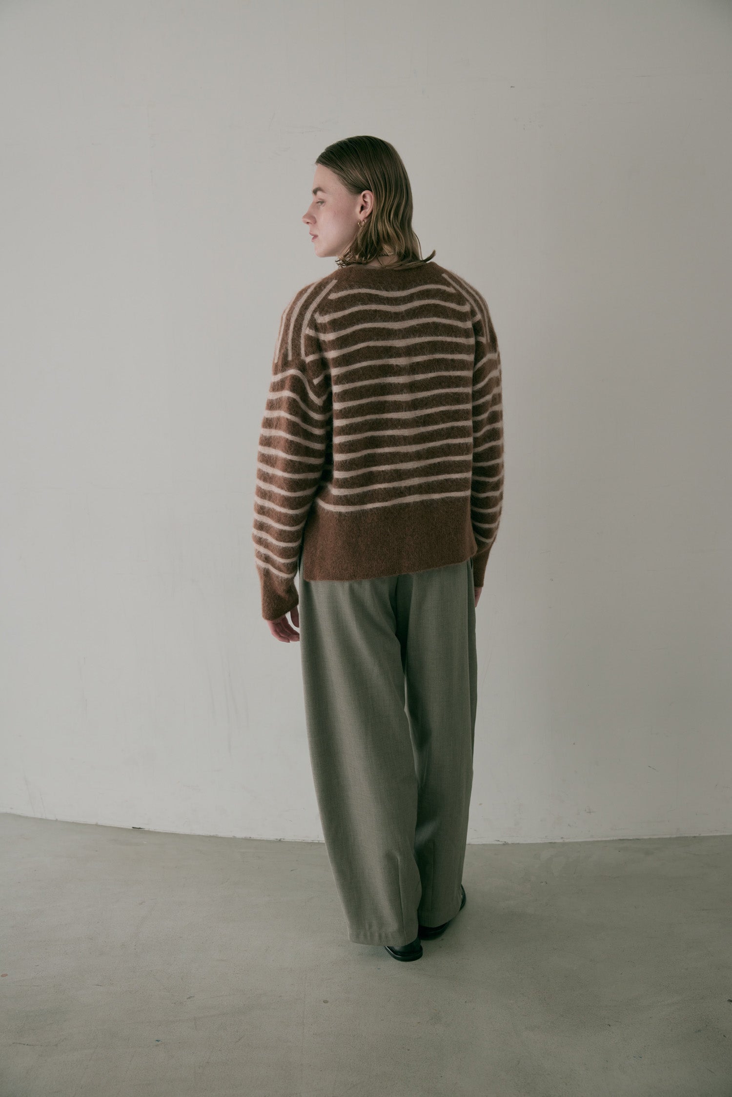 doux bleu　アルパカ ボーダーカーディガン　DB-2552-044