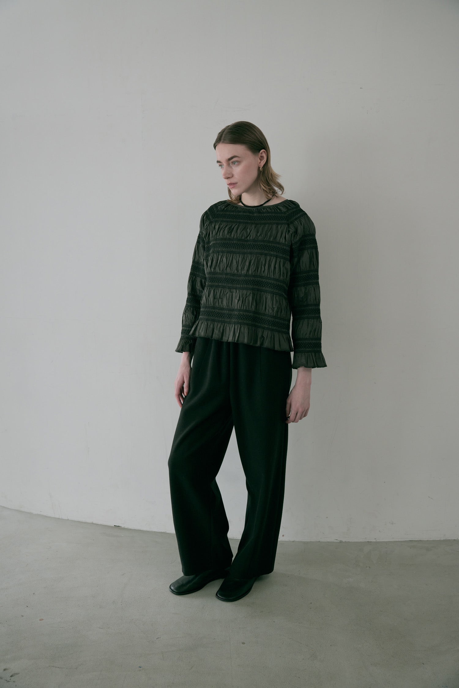 doux bleu　スモッキング ボーダー ブラウス　DB-2553-054