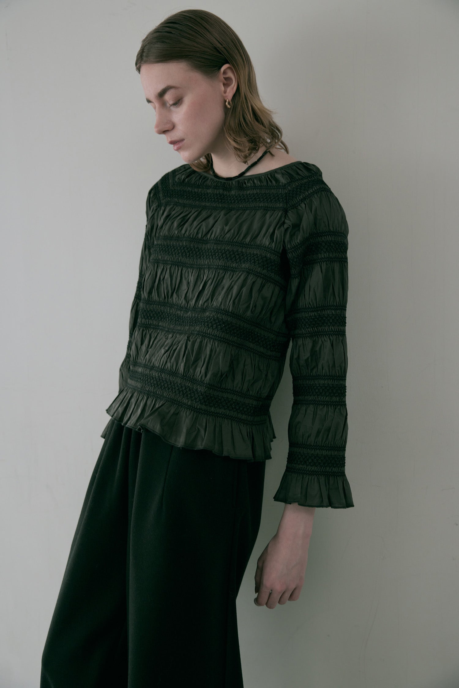 doux bleu　スモッキング ボーダー ブラウス　DB-2553-054