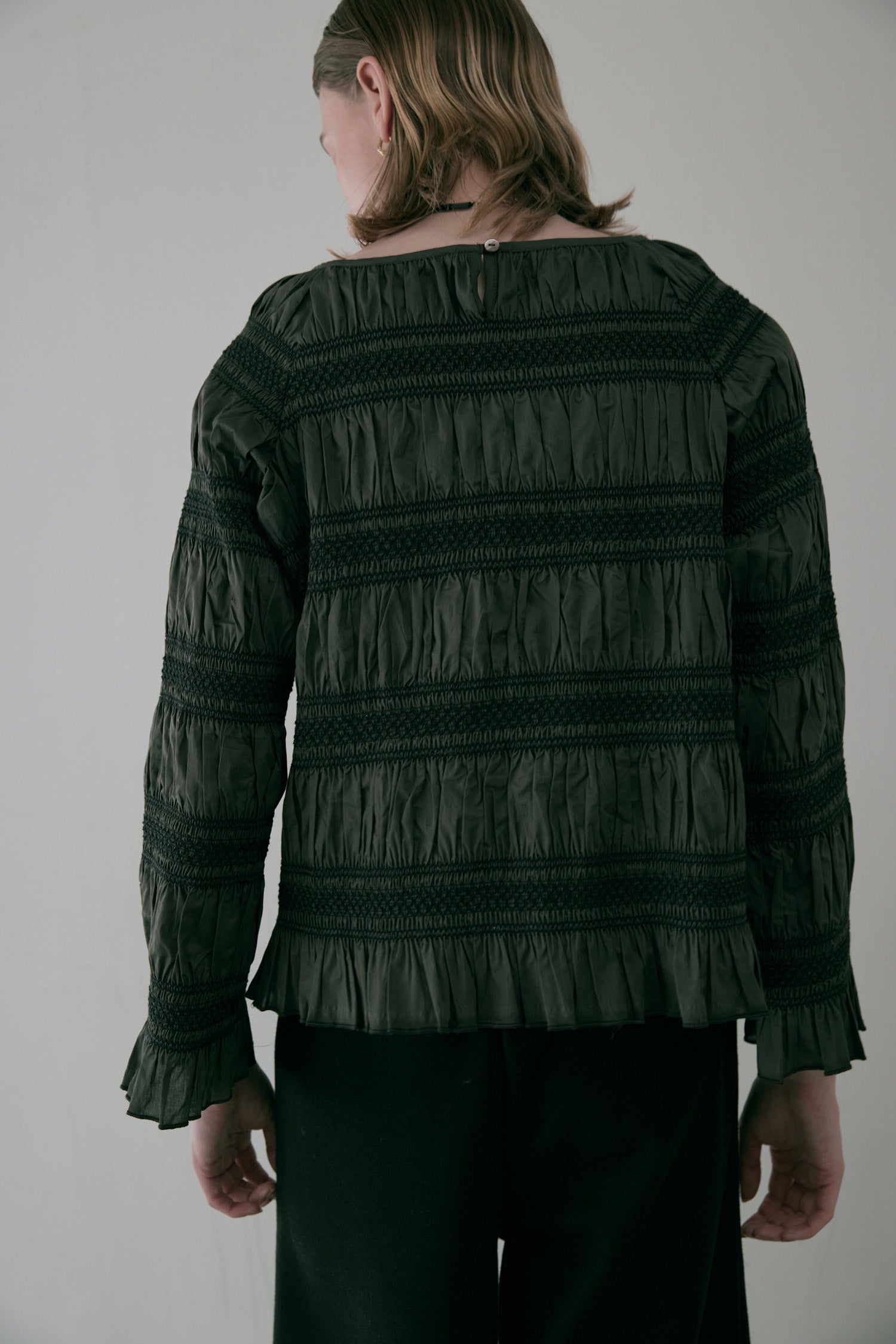 doux bleu　スモッキング ボーダー ブラウス　DB-2553-054