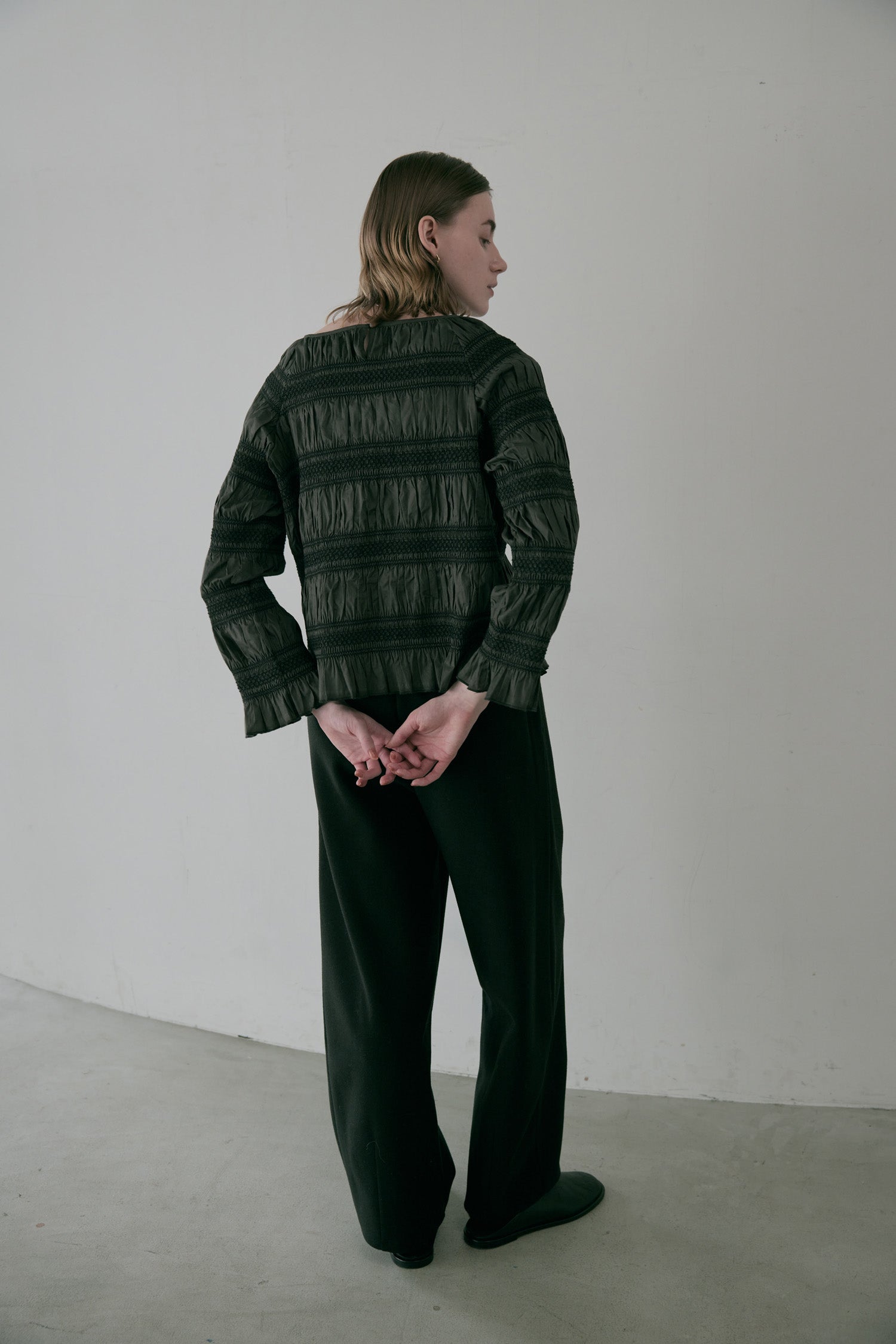 doux bleu　スモッキング ボーダー ブラウス　DB-2553-054