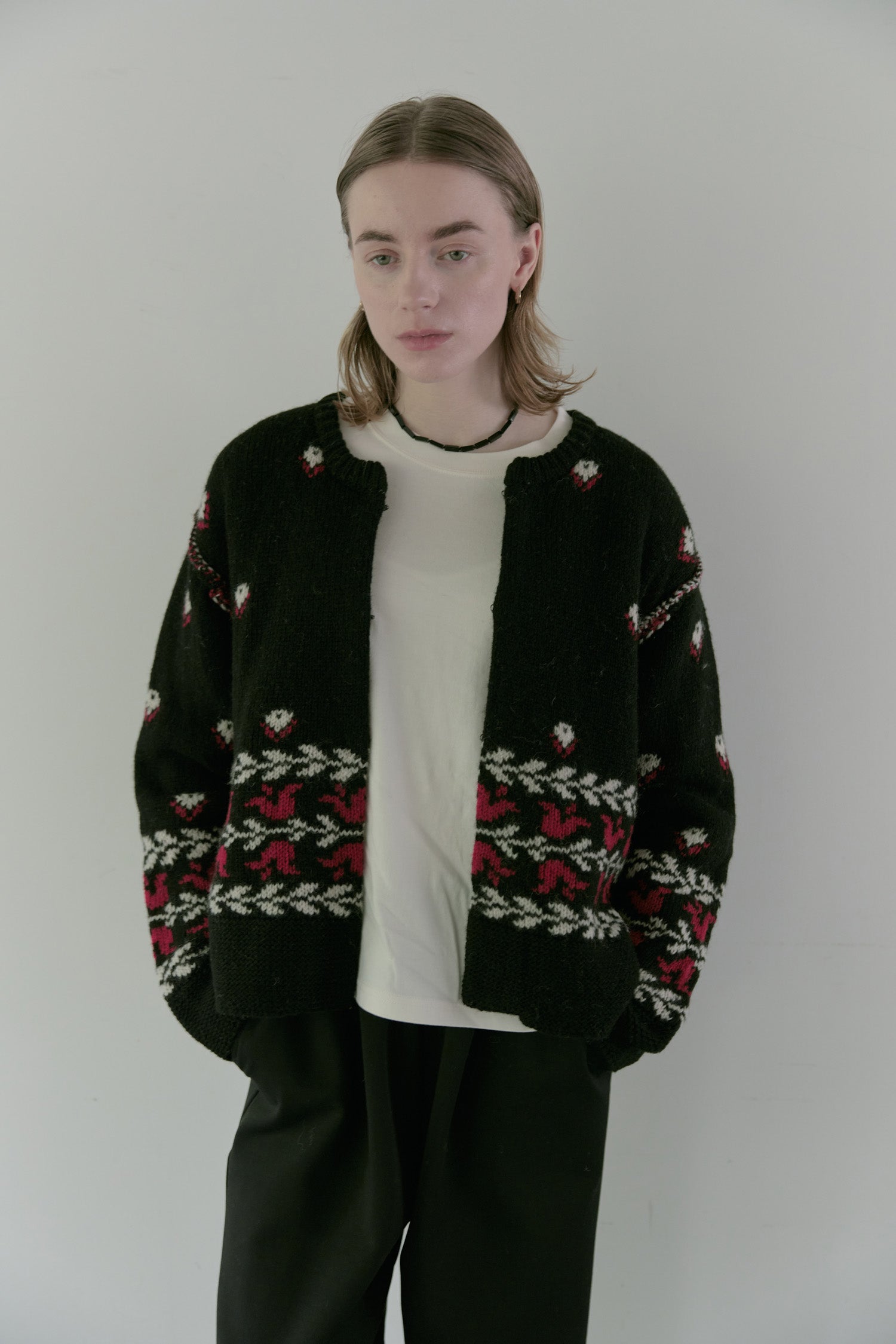 doux bleu　フラワージャガードニットジャケット　DB-2552-060