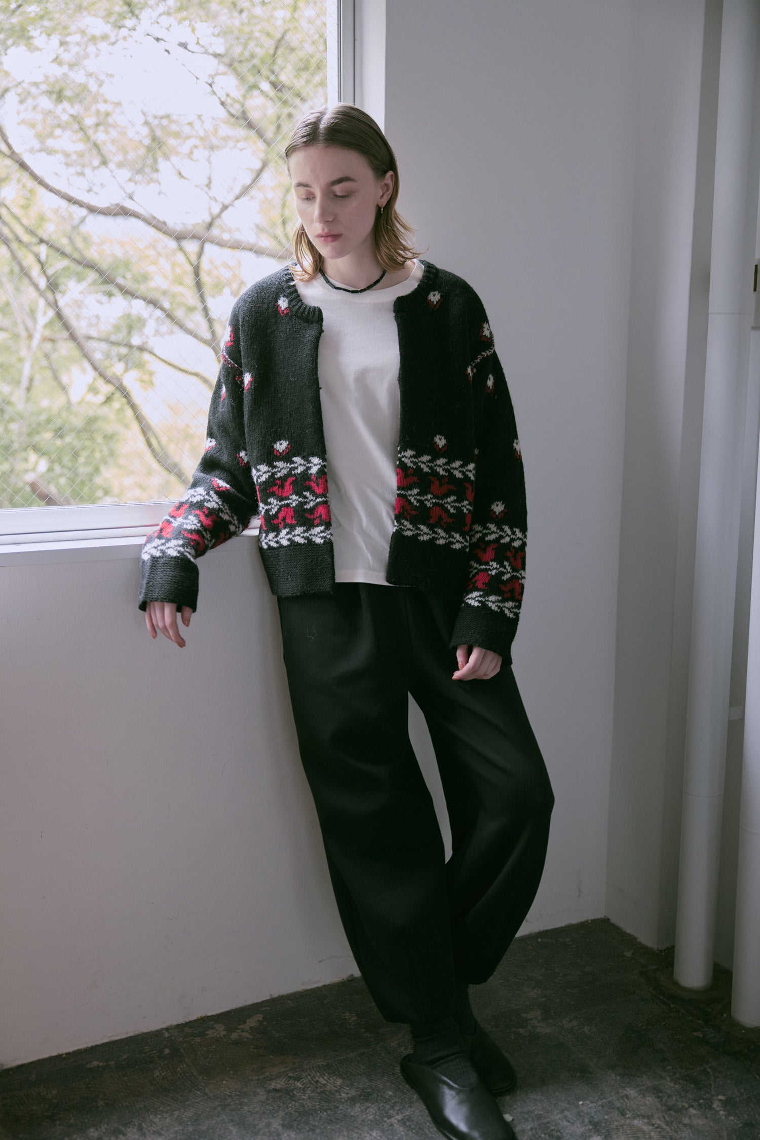 doux bleu　フラワージャガードニットジャケット　DB-2552-060