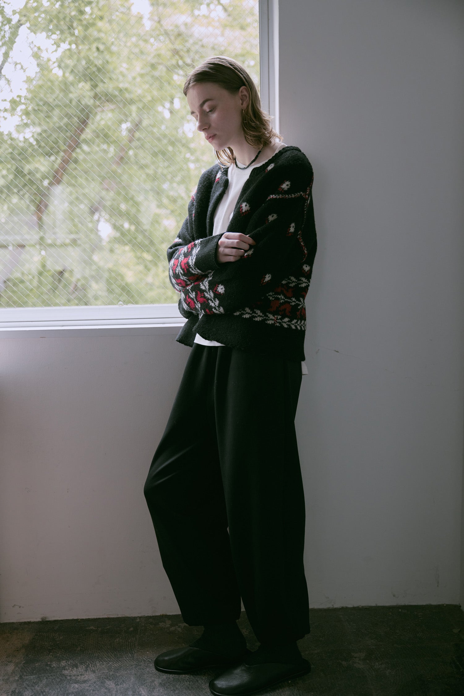 doux bleu　フラワージャガードニットジャケット　DB-2552-060