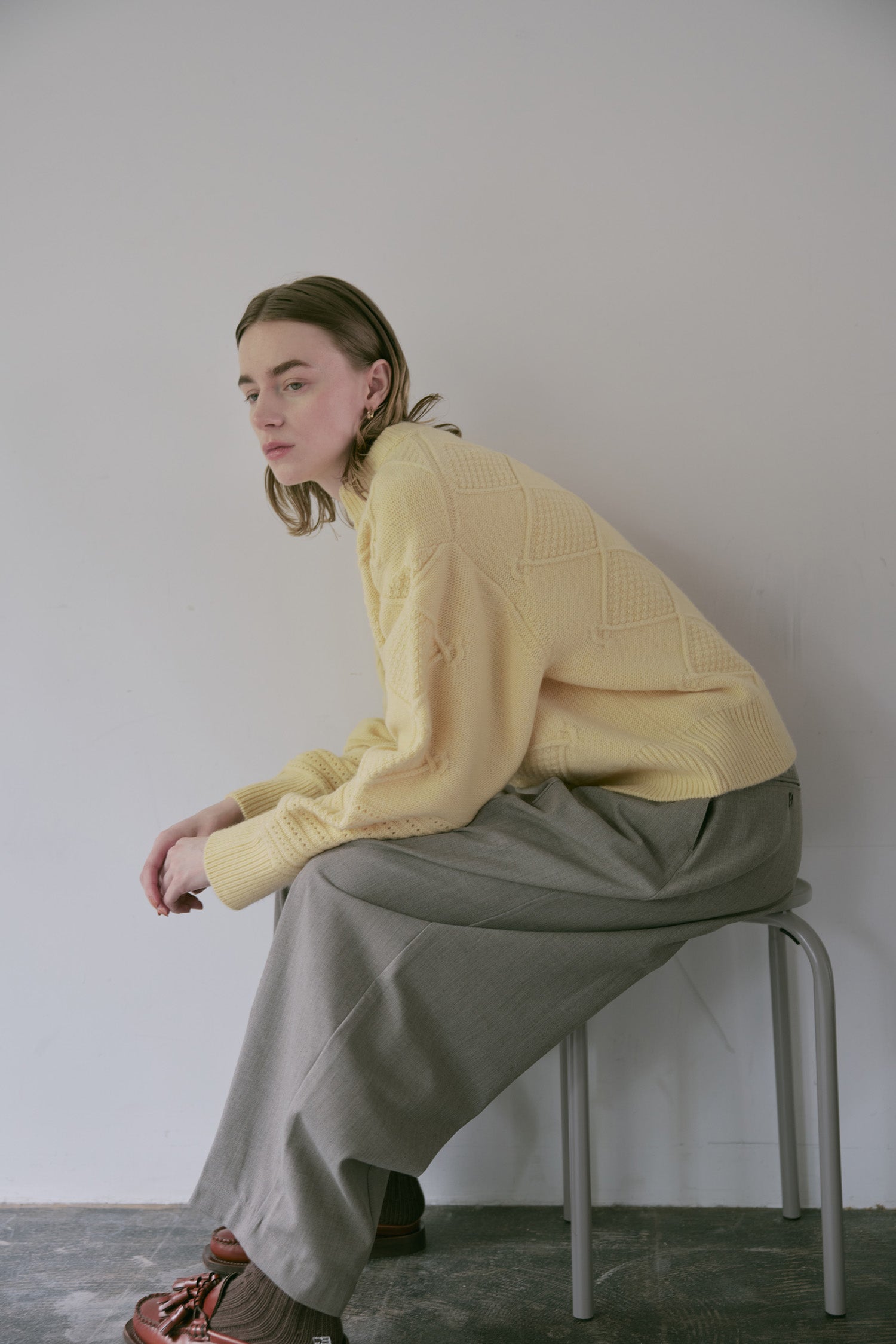 doux bleu　スキッパー アランニット　DB-2552-059