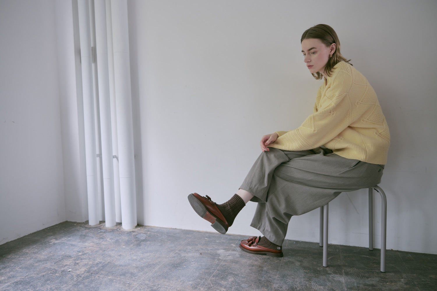 doux bleu　スキッパー アランニット　DB-2552-059