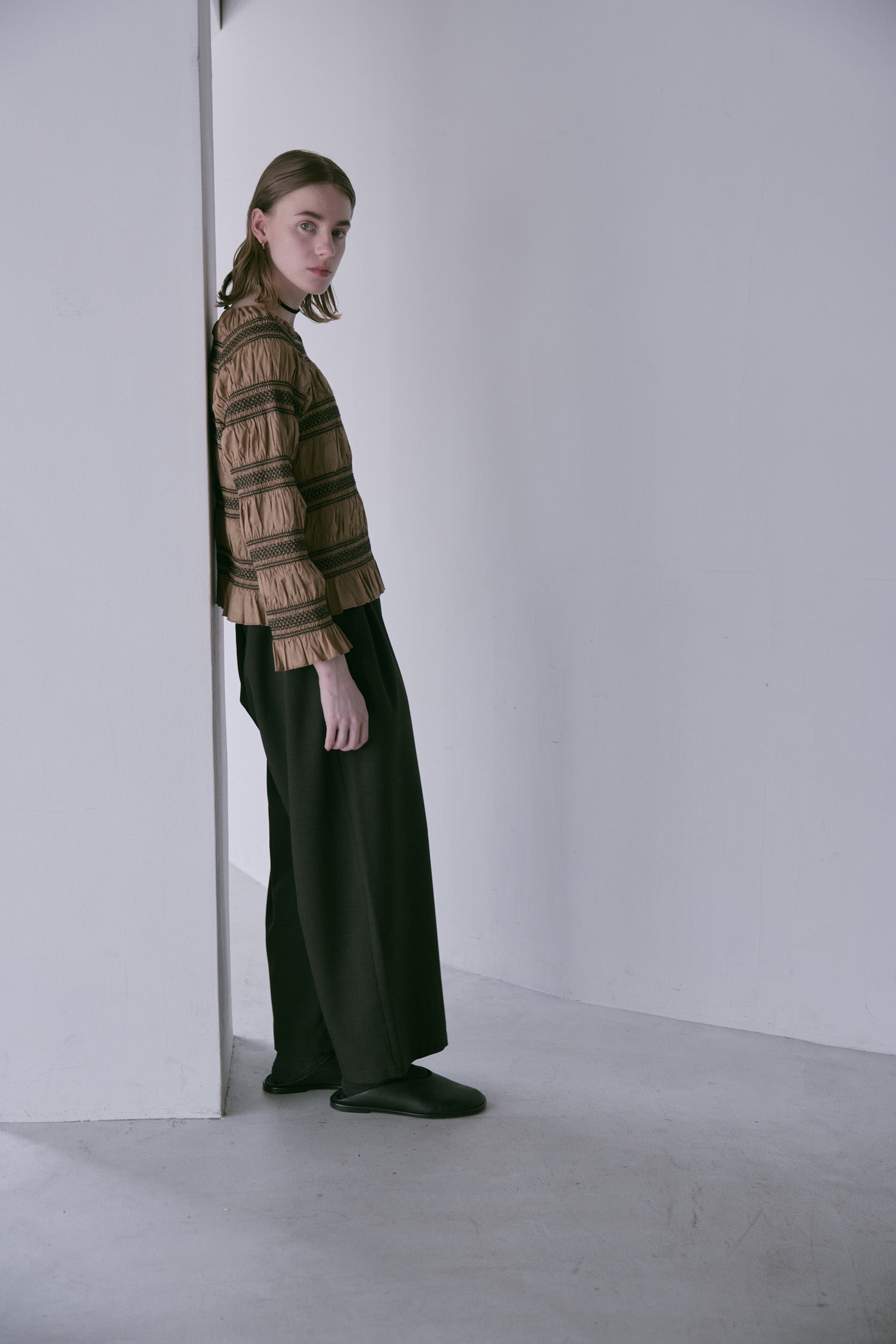 doux bleu　スモッキング ボーダー ブラウス　DB-2553-054