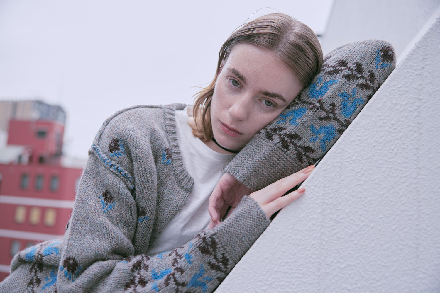 doux bleu　フラワージャガードニットジャケット　DB-2552-060