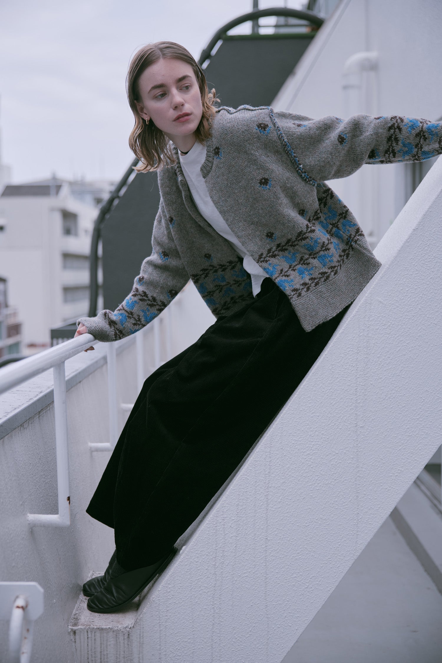 doux bleu　フラワージャガードニットジャケット　DB-2552-060