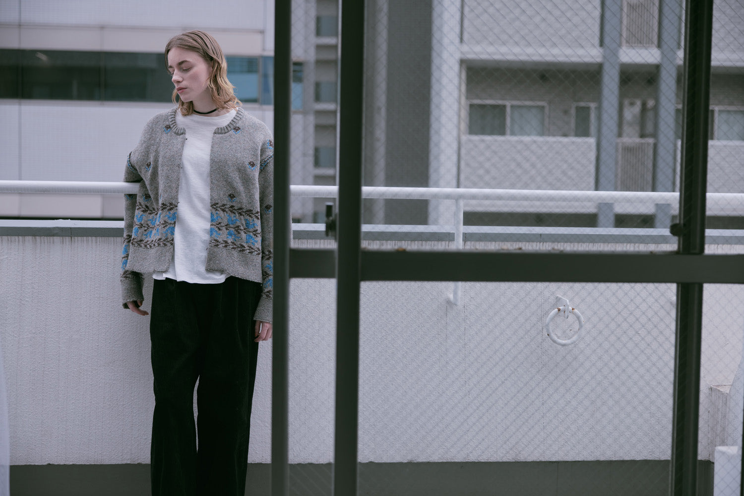 doux bleu　フラワージャガードニットジャケット　DB-2552-060