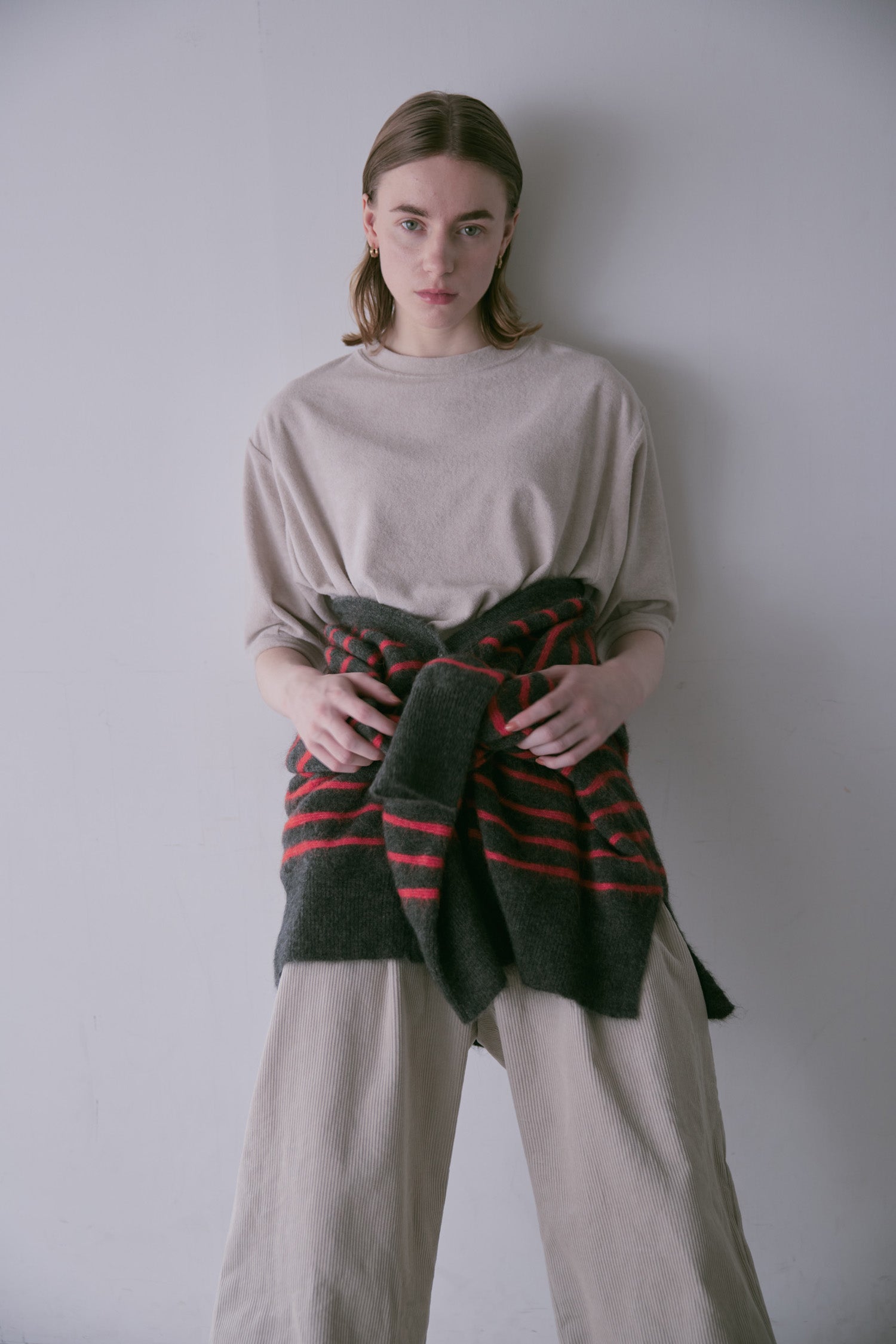 doux bleu　アルパカ ボーダーカーディガン　DB-2552-044