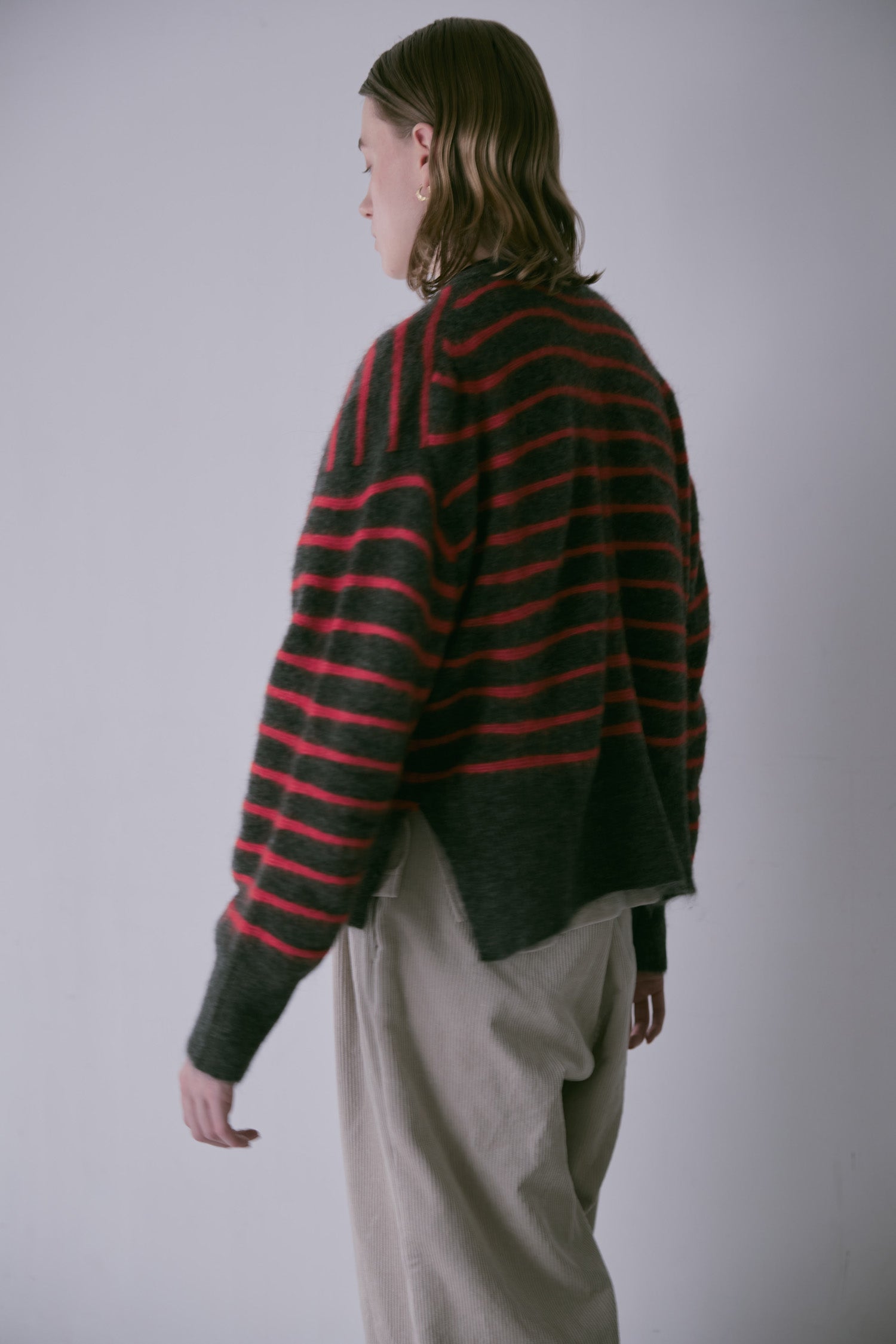 doux bleu　アルパカ ボーダーカーディガン　DB-2552-044