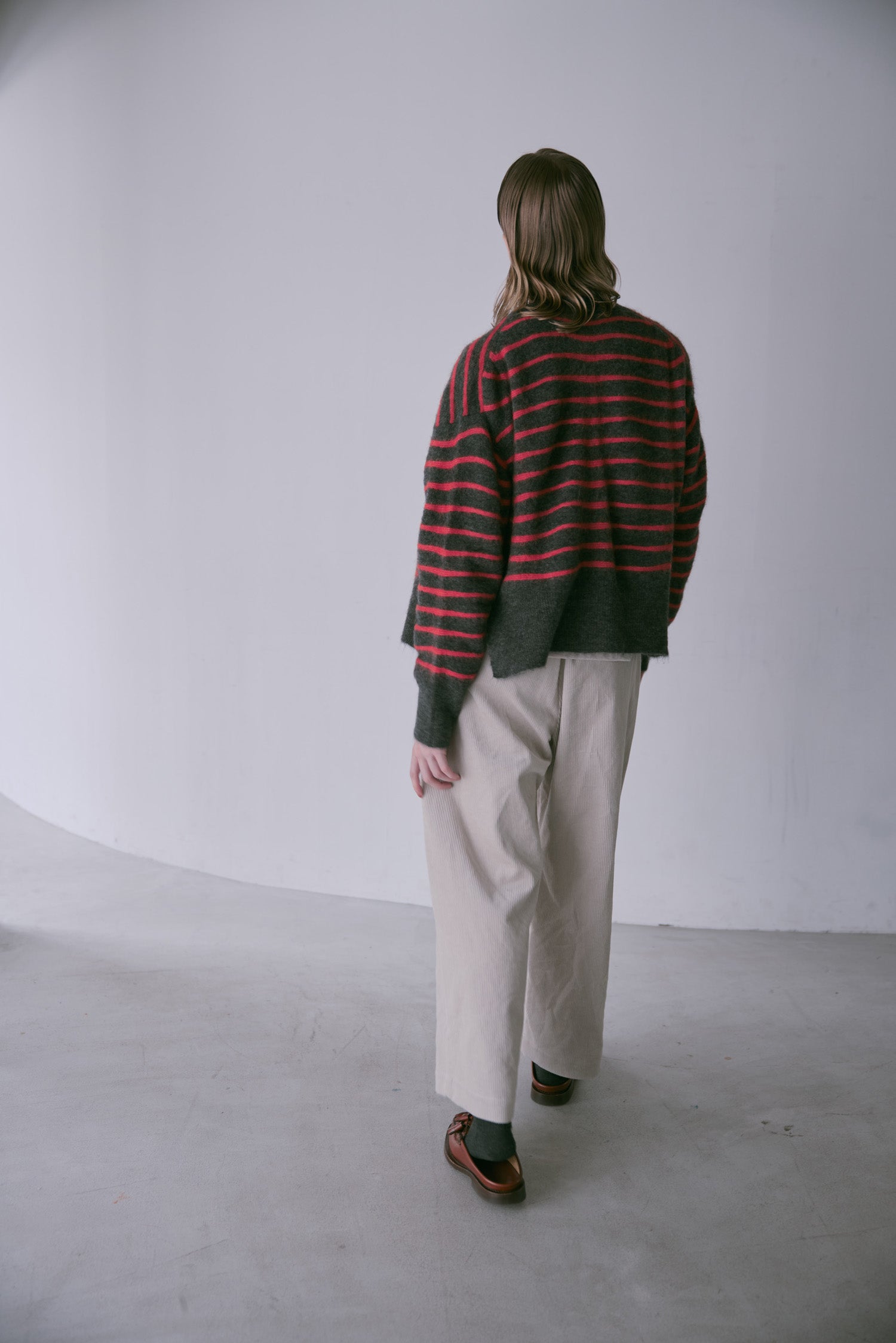 doux bleu　アルパカ ボーダーカーディガン　DB-2552-044