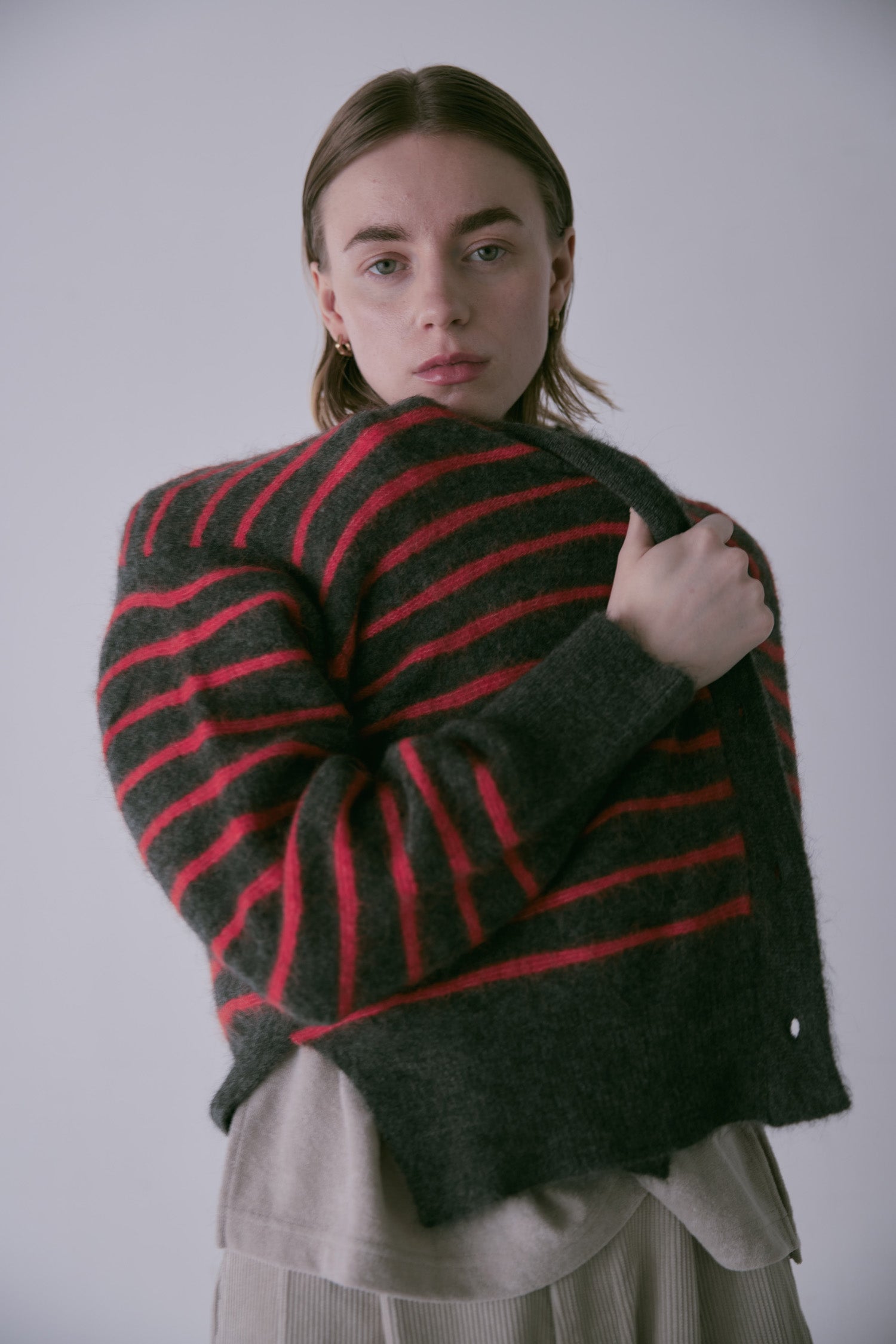 doux bleu　アルパカ ボーダーカーディガン　DB-2552-044