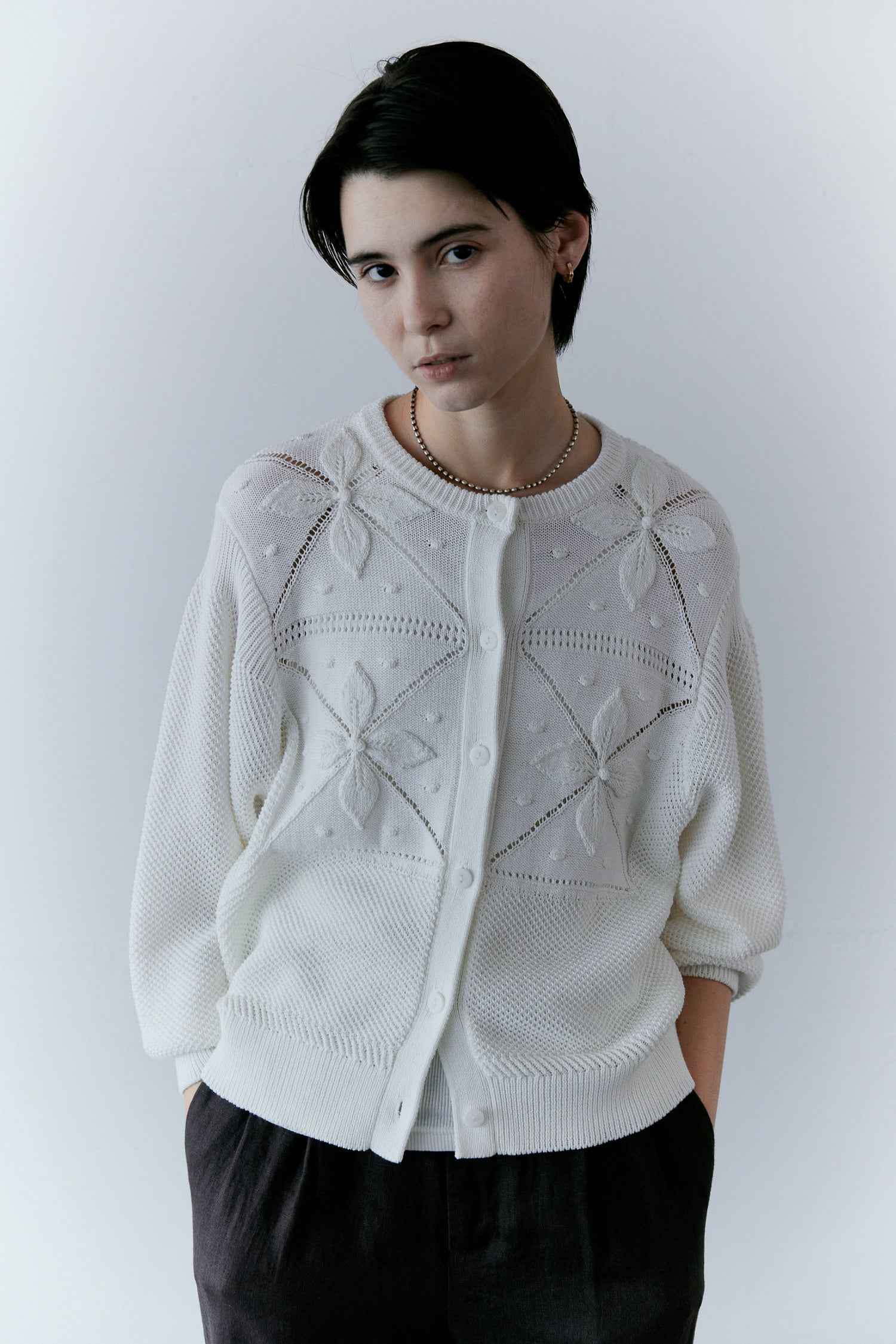 doux bleu　クロシェモチーフ ニットカーディガン　DB-2612-008