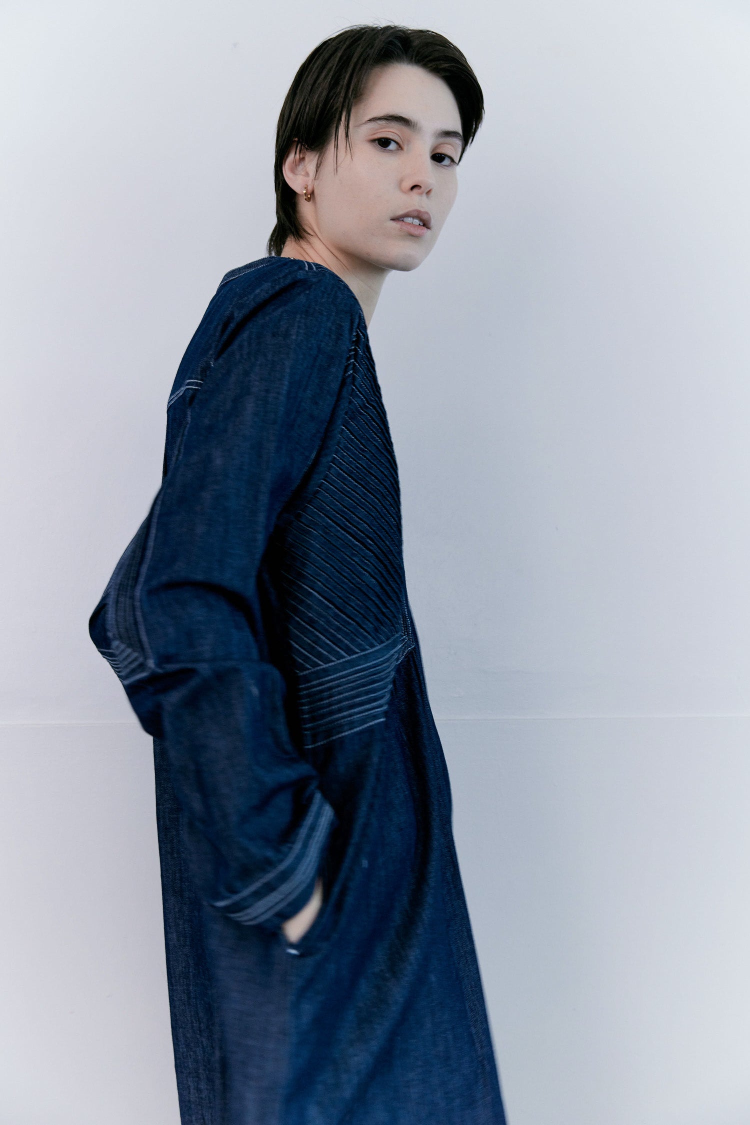 doux bleu　ピンタックステッチ デニムワンピース　DB-2614-013
