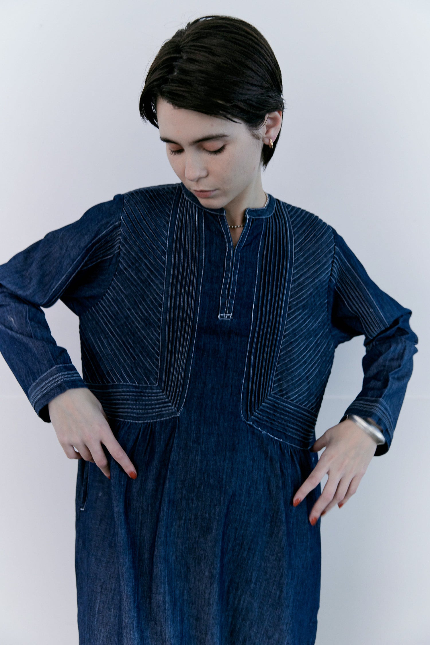 doux bleu　ピンタックステッチ デニムワンピース　DB-2614-013