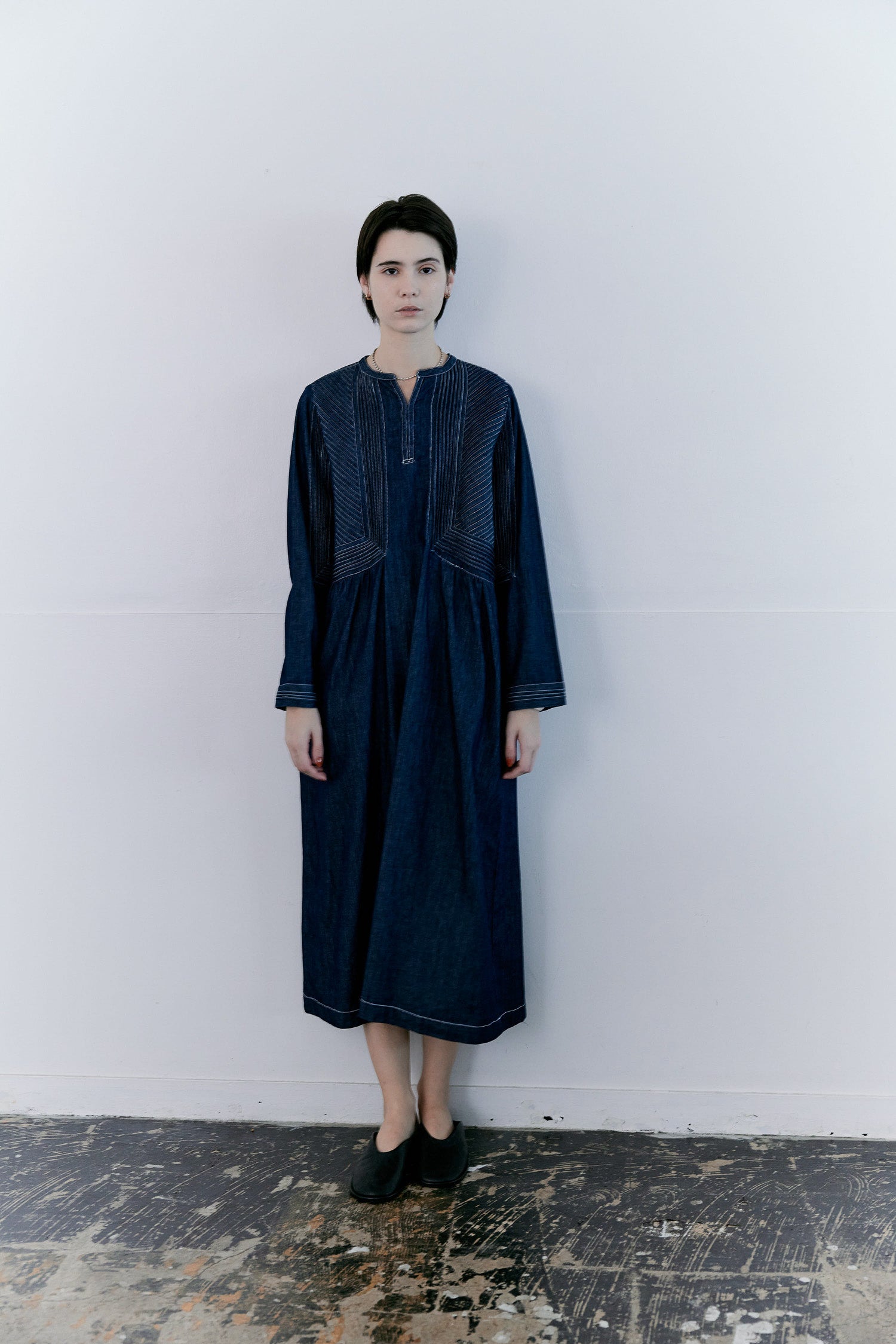 doux bleu　ピンタックステッチ デニムワンピース　DB-2614-013