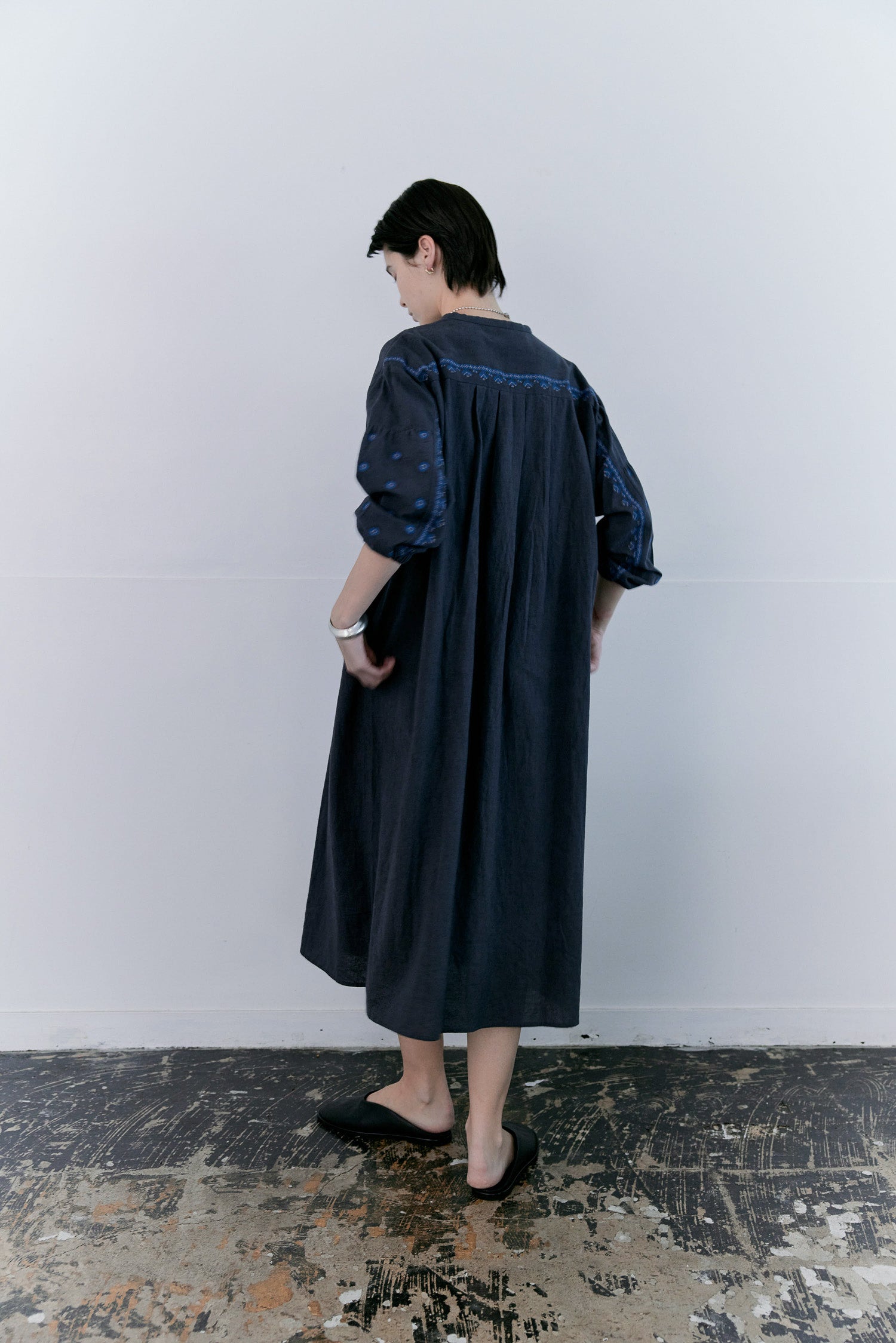 doux bleu　C/L クロスステッチ刺繍 ヨークワンピース　DB-2614-016